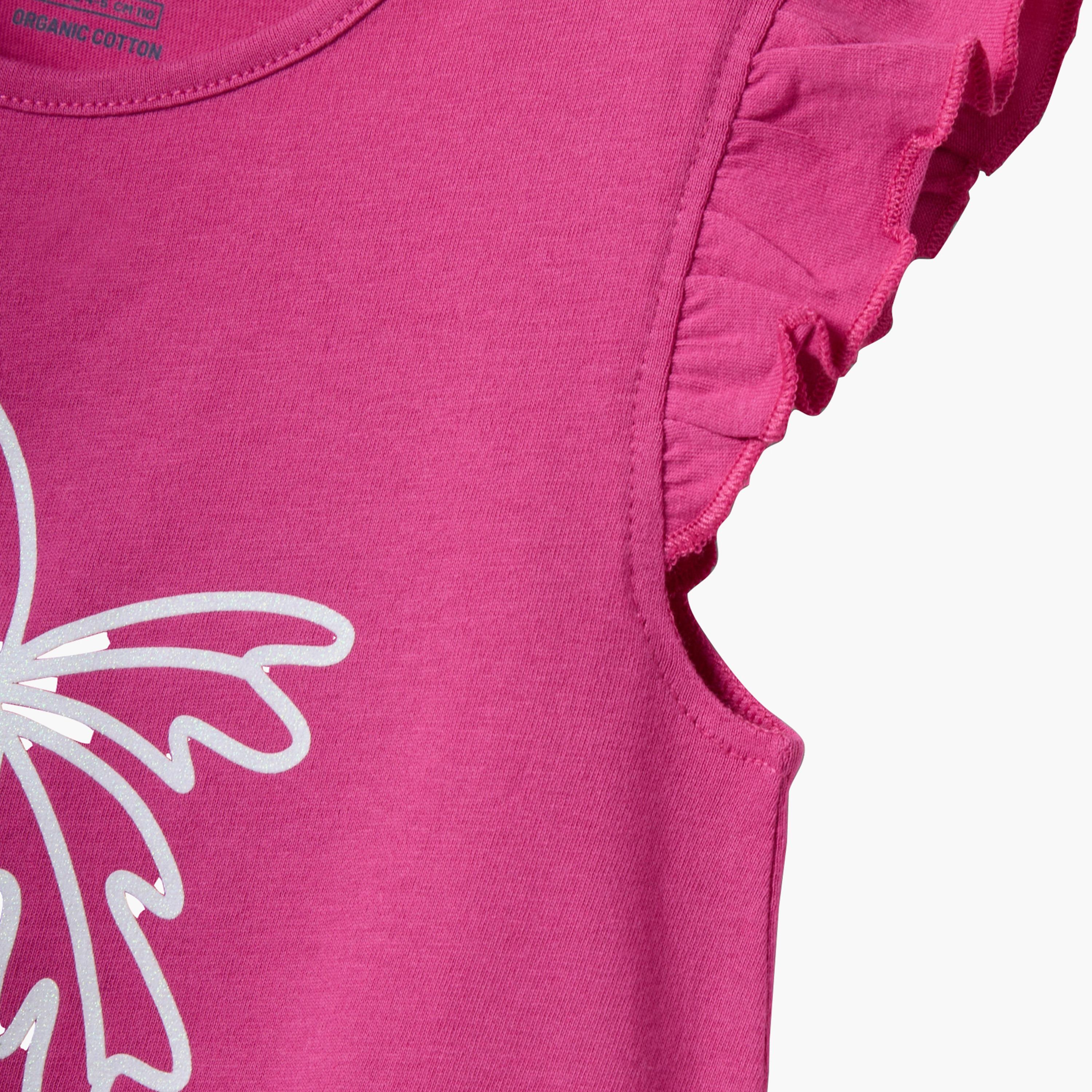 بلوزة قطن بدون أكمام بكتافيات كشكشة وطبعة جرافيك من أوه في إس-girls-clothing-blousesandshirts-image-4