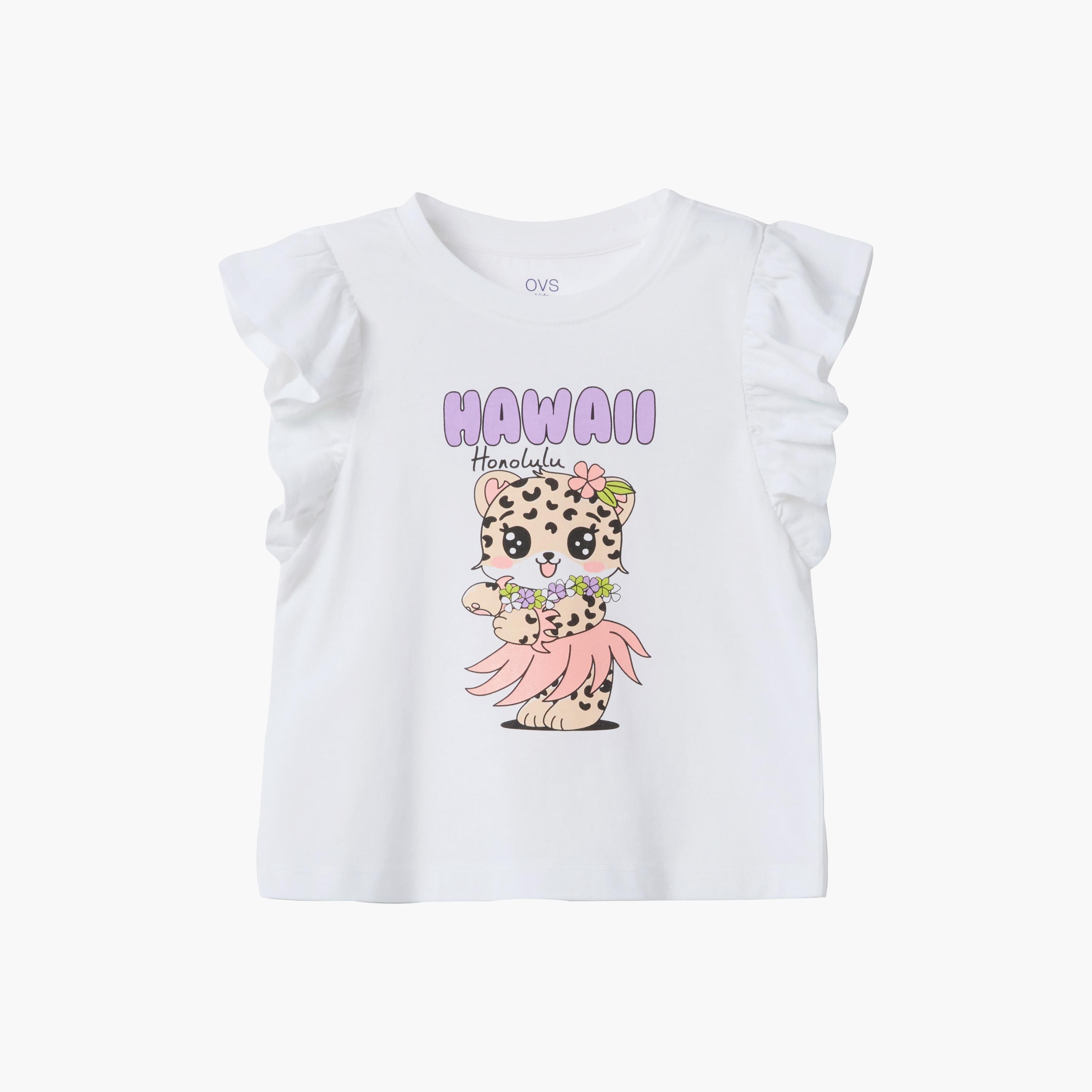 بلوزة قطن بدون أكمام بكتافيات كشكشة وطبعة جرافيك من أوه في إس-girls-clothing-blousesandshirts-image-1