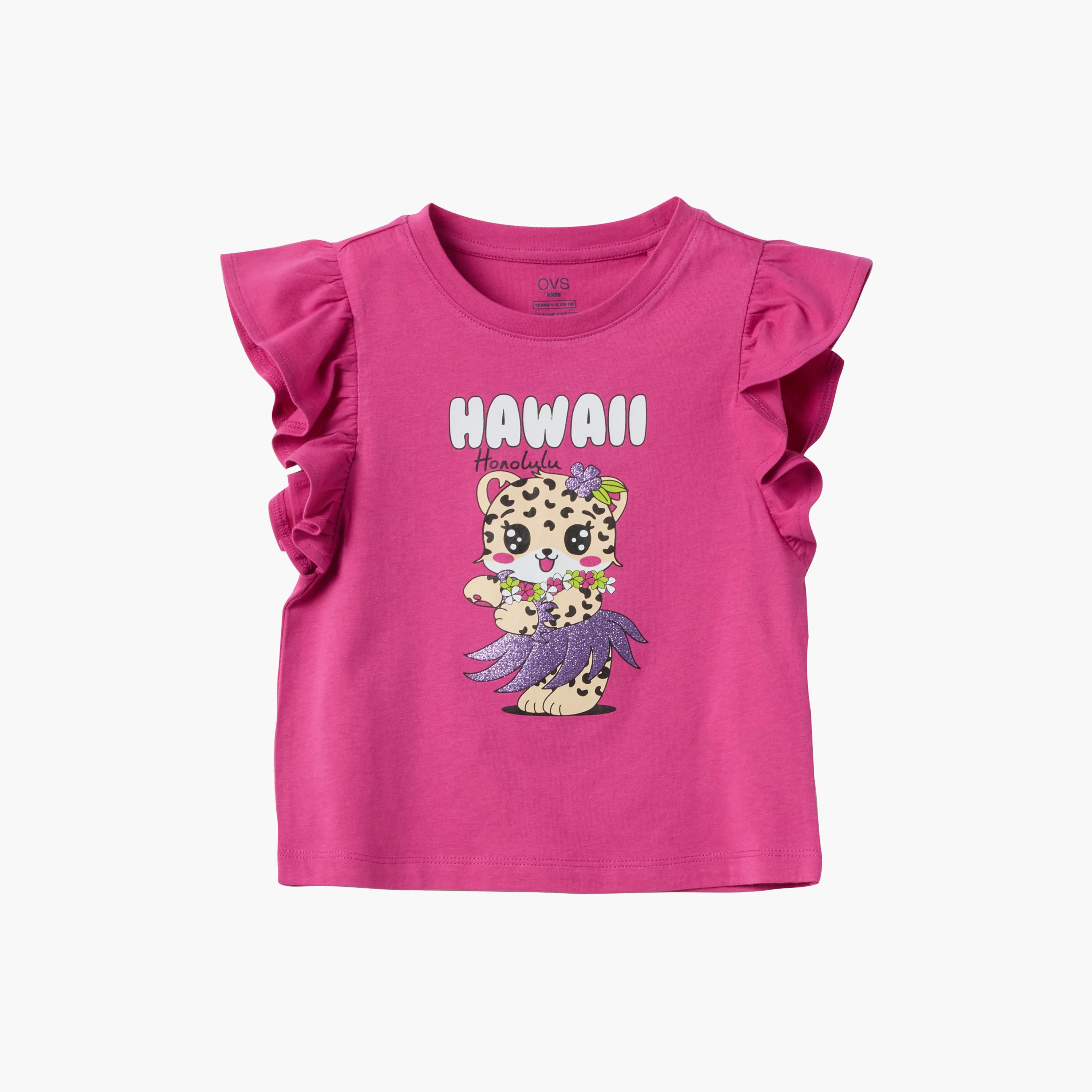 بلوزة قطن بدون أكمام بكتافيات كشكشة وطبعة جرافيك من أوه في إس-girls-clothing-blousesandshirts-image-1