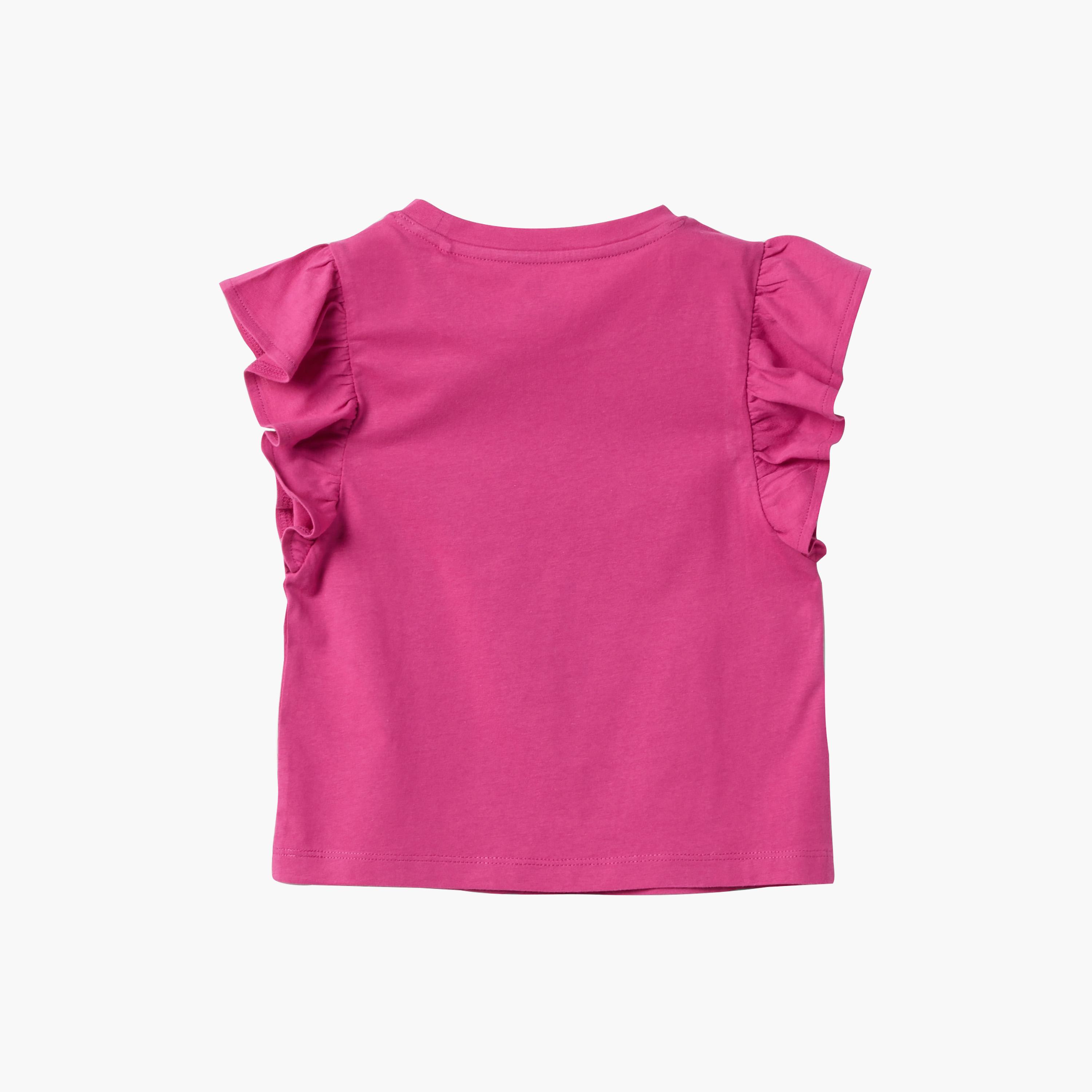 OVS Graphic Sleeveless Ruffle Shoulders Cotton Top-girls-clothing-blousesandshirts-image-2