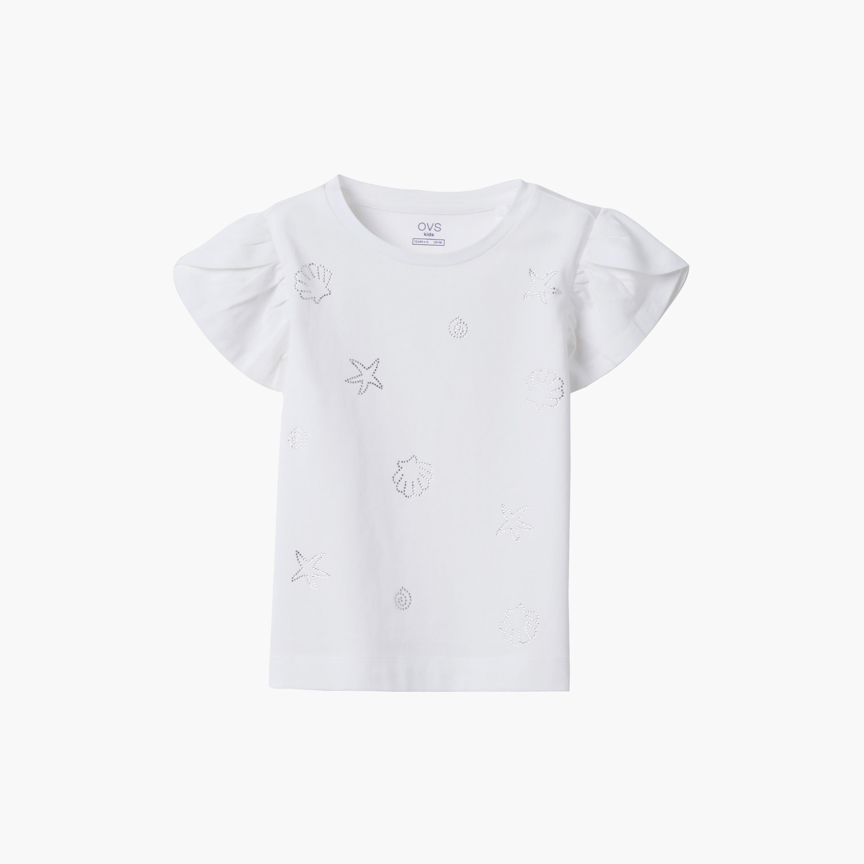 بلوزة بأكمام قصيرة وتطريز بارز من أوه في إس-girls-clothing-blousesandshirts-image-1