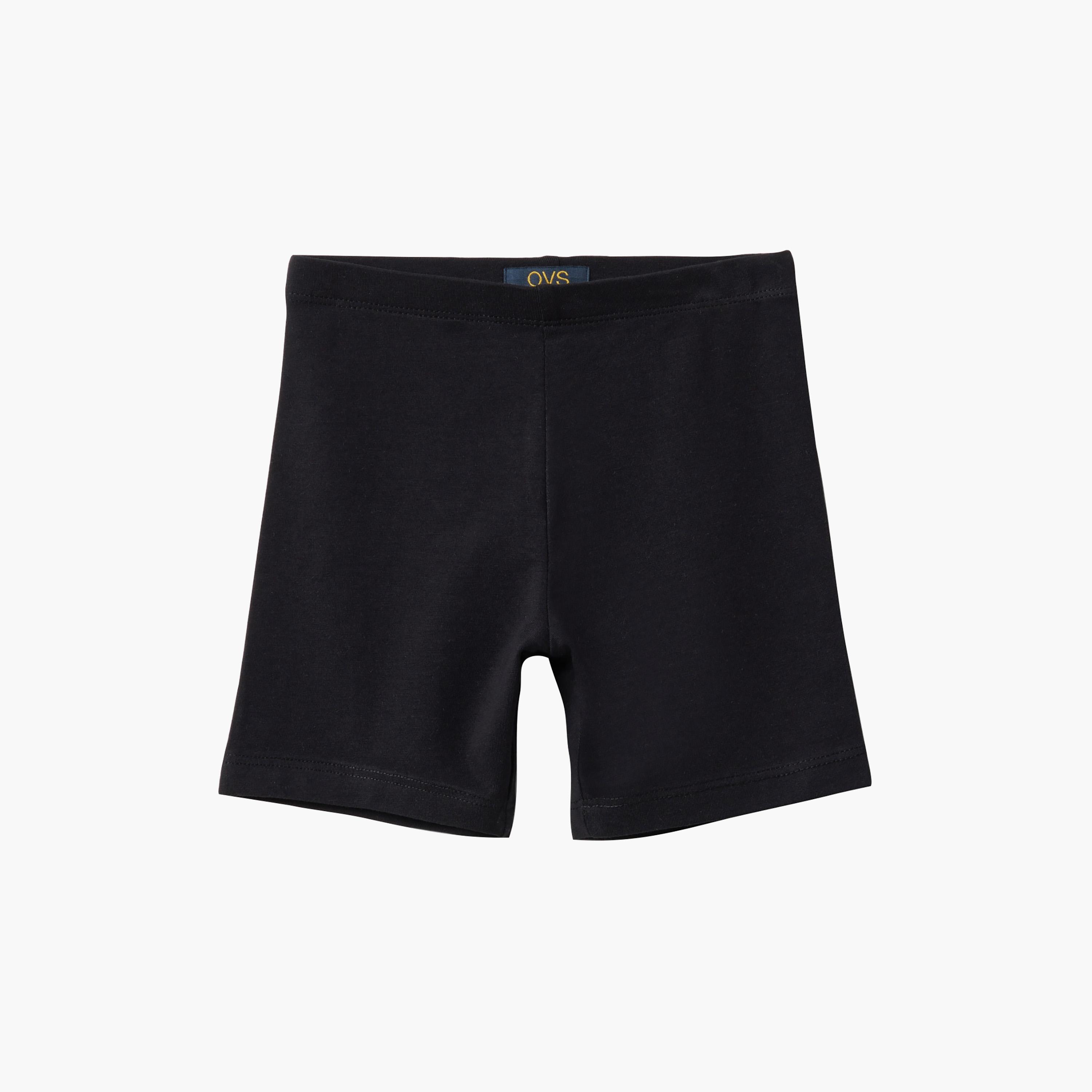 شورت قطن عضوي بلون سادة وخصر مرن من أوه في إس-girls-clothing-bottoms-shorts-image-1