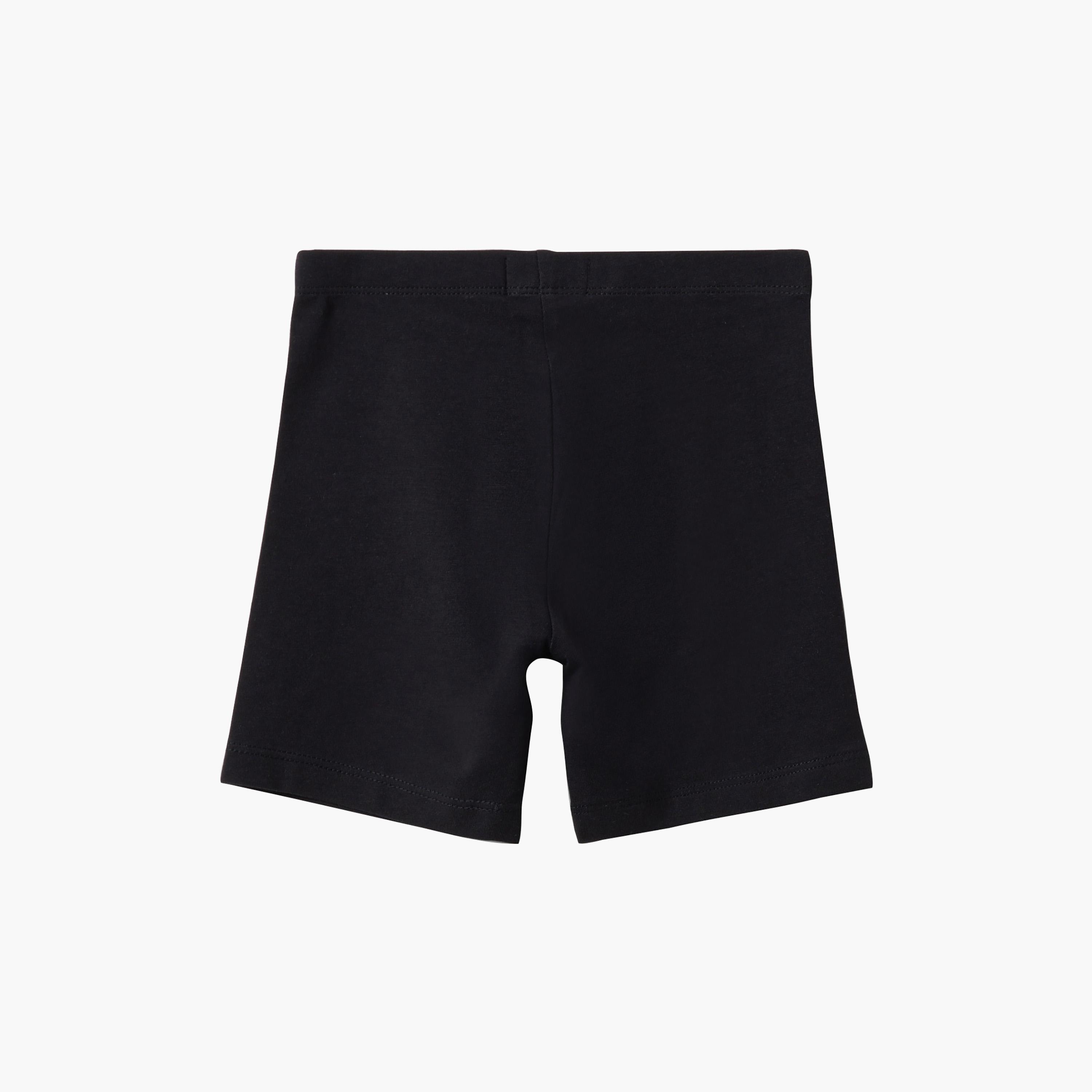شورت قطن عضوي بلون سادة وخصر مرن من أوه في إس-girls-clothing-bottoms-shorts-image-2