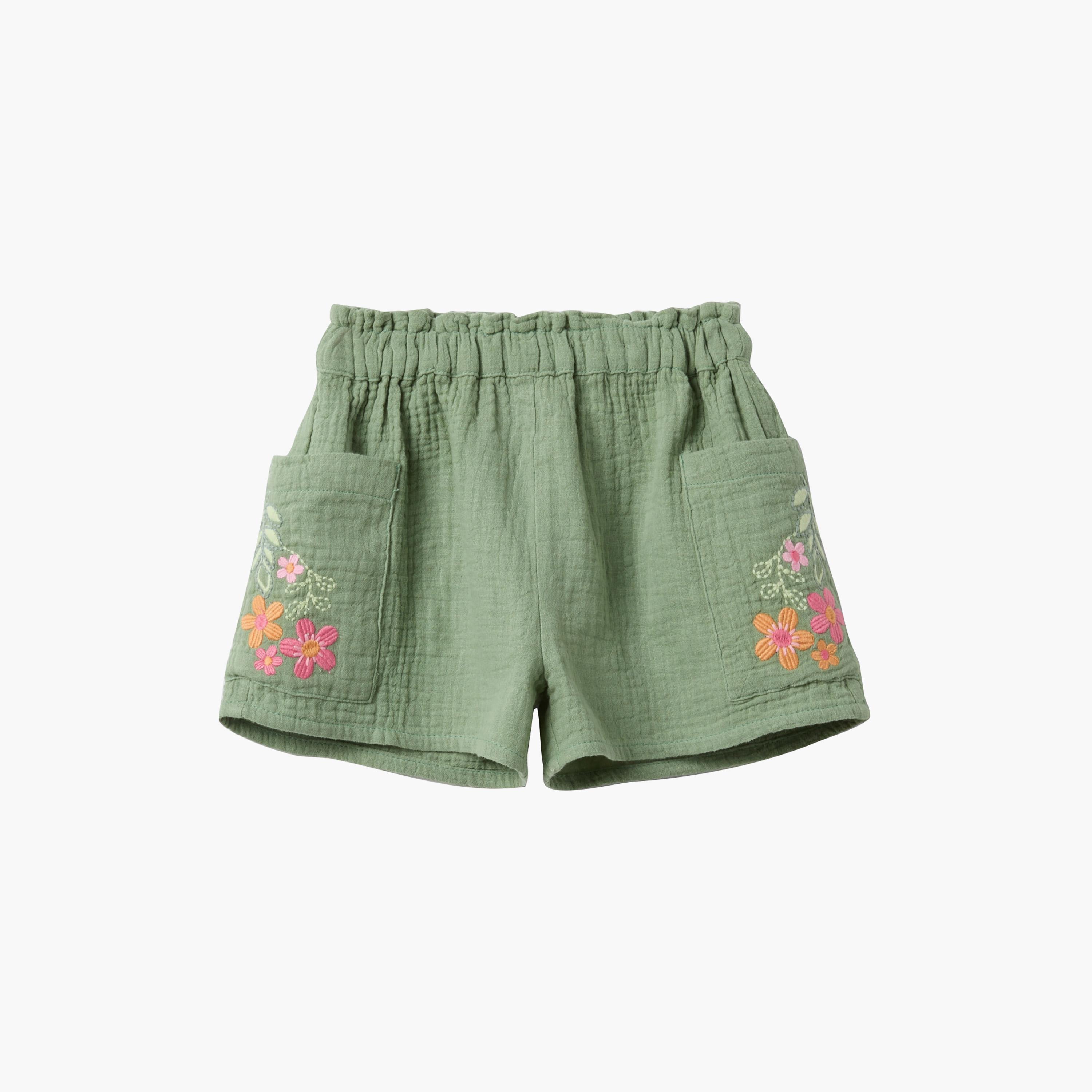 شورت قطن بتطريز زهور وخصر مرن من أوه في إس-baby-girls-clothing-bottoms-shorts-image-1