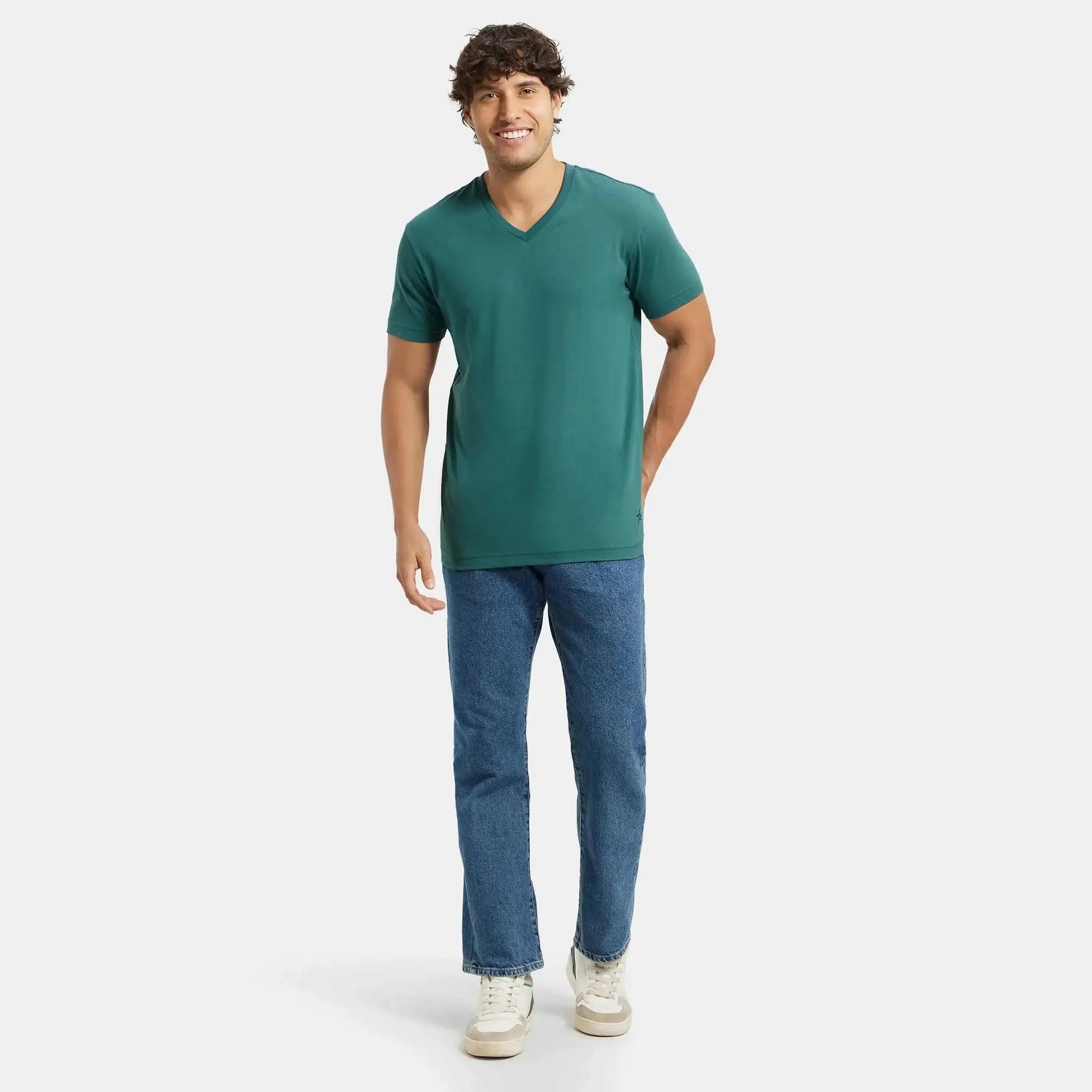 تي شيرت رجالي سادة برقبة على شكل حرف V وأكمام قصيرة من جوكي-men-clothing-tshirtsandpolos-tshirts-image-2
