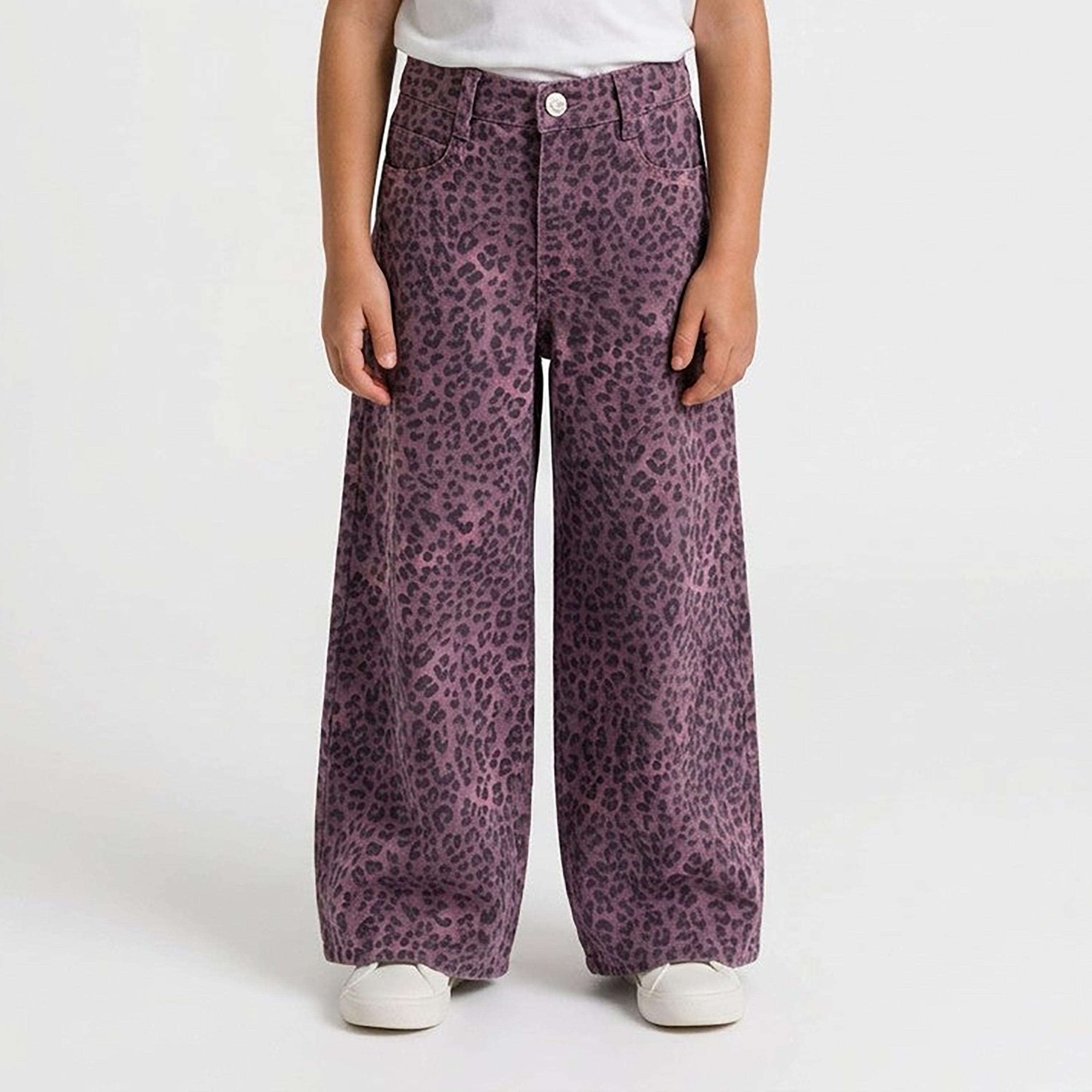 بنطال قطن بجلعة واسعة وطبعة نقشة الحيوانات من أو في إس-girls-clothing-bottoms-trousers-image-1