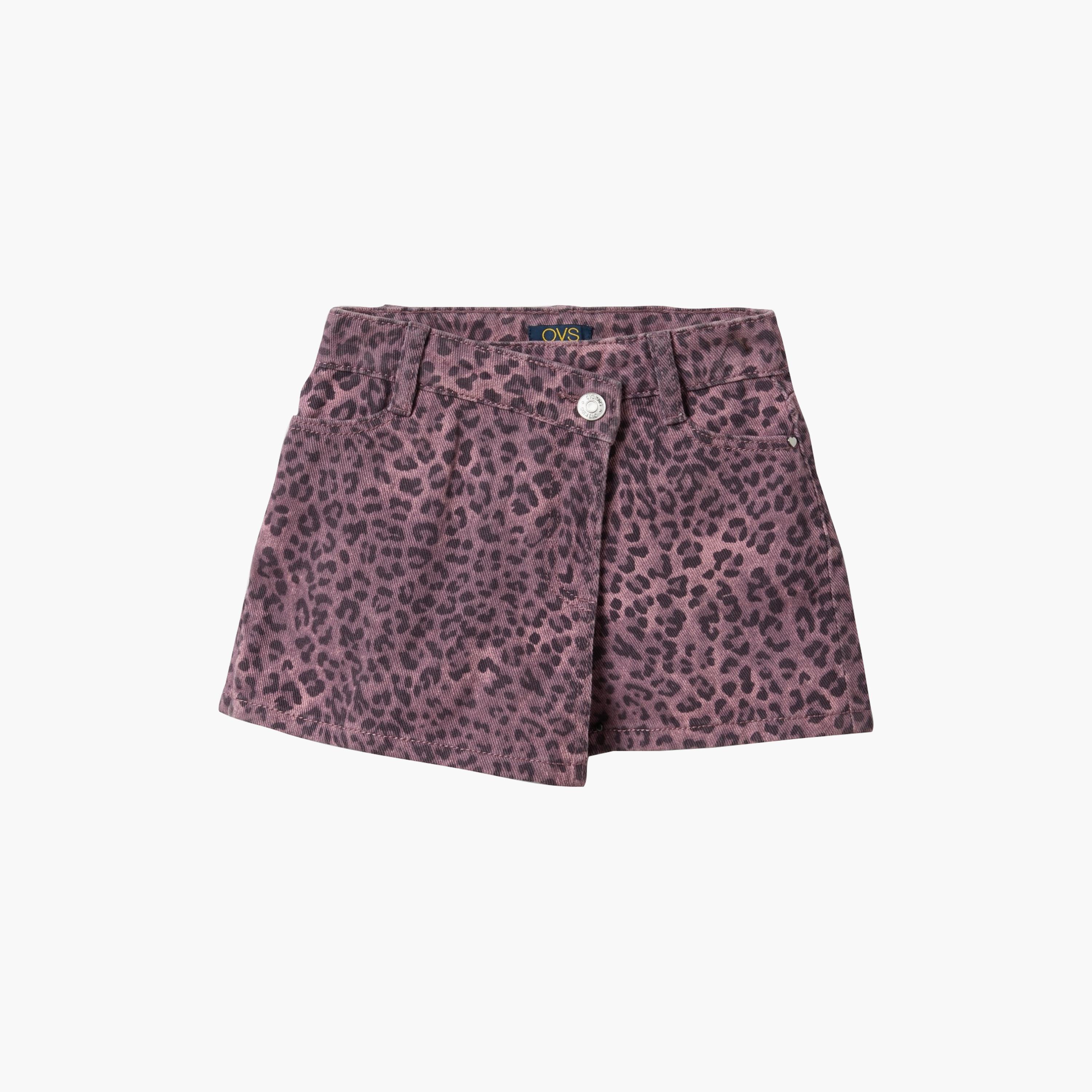 OVS Cotton Animal Print Slim-Fit Skorts-girls-clothing-bottoms-shorts-image-1