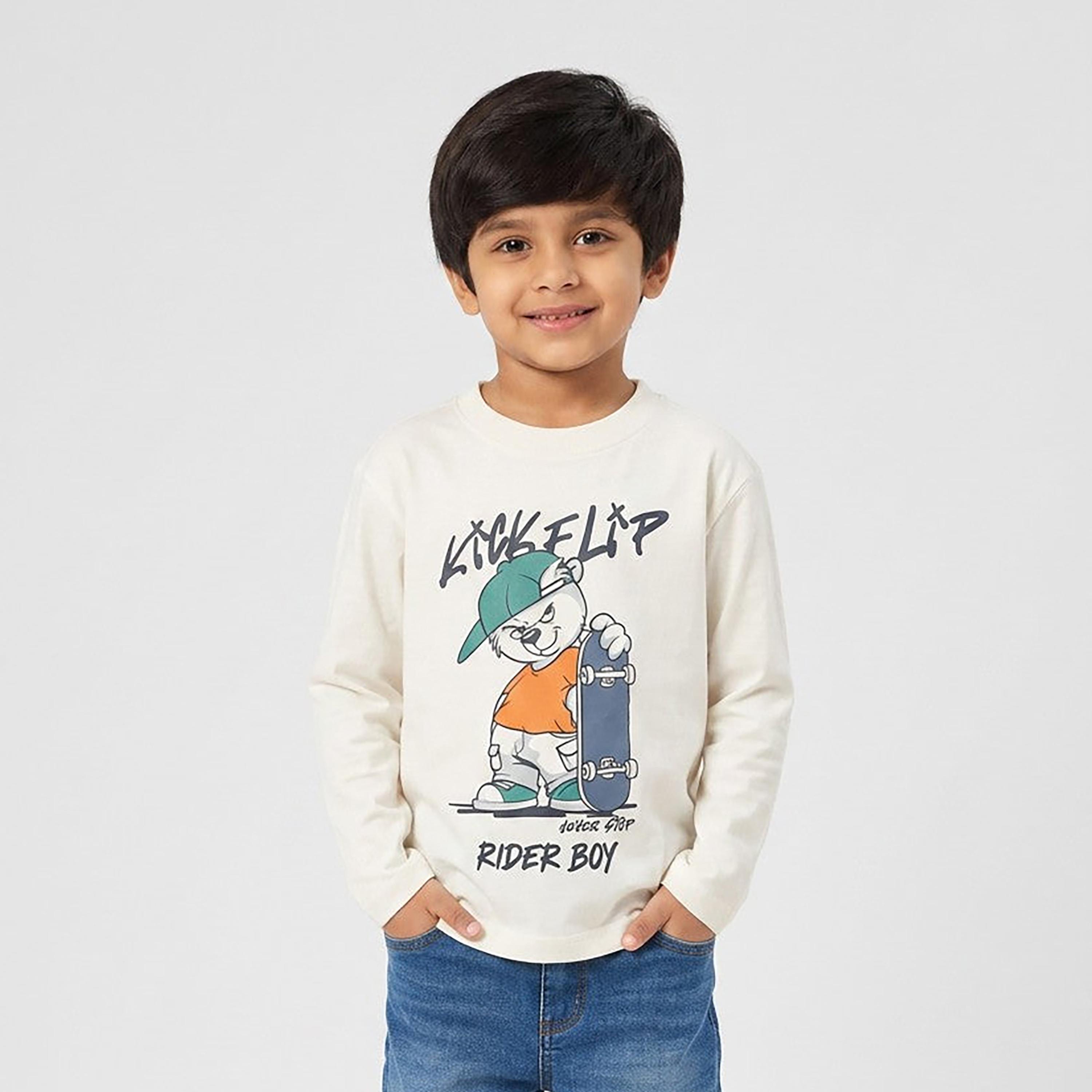 OVS Cotton Long Sleeves Graphic Oversized T-Shirt-boys-clothing-tshirtsandpolos-image-1