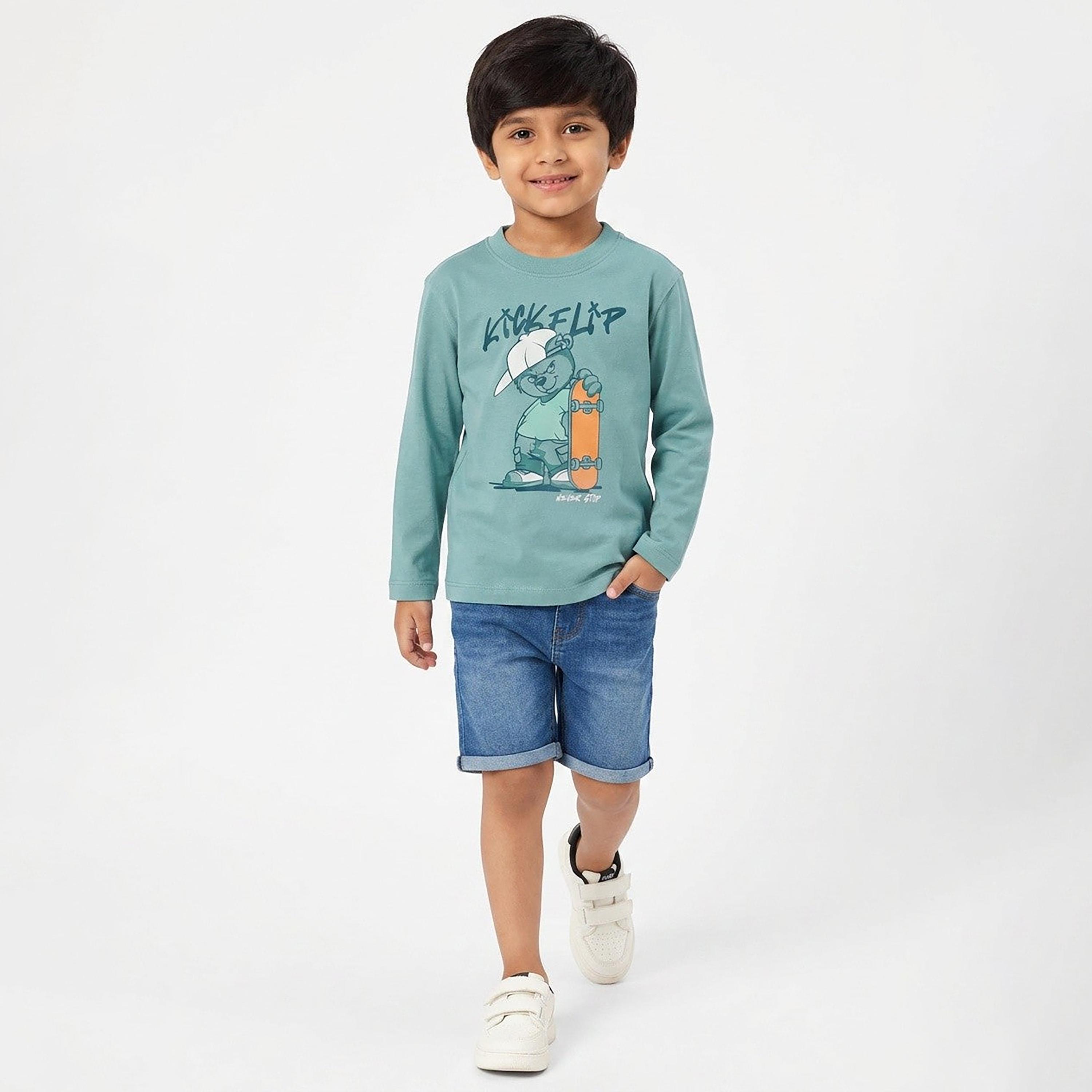 تيشيرت قطن أوفرايزد بأكمام طويلة وطبعة من أو في إس-boys-clothing-tshirtsandpolos-image-2