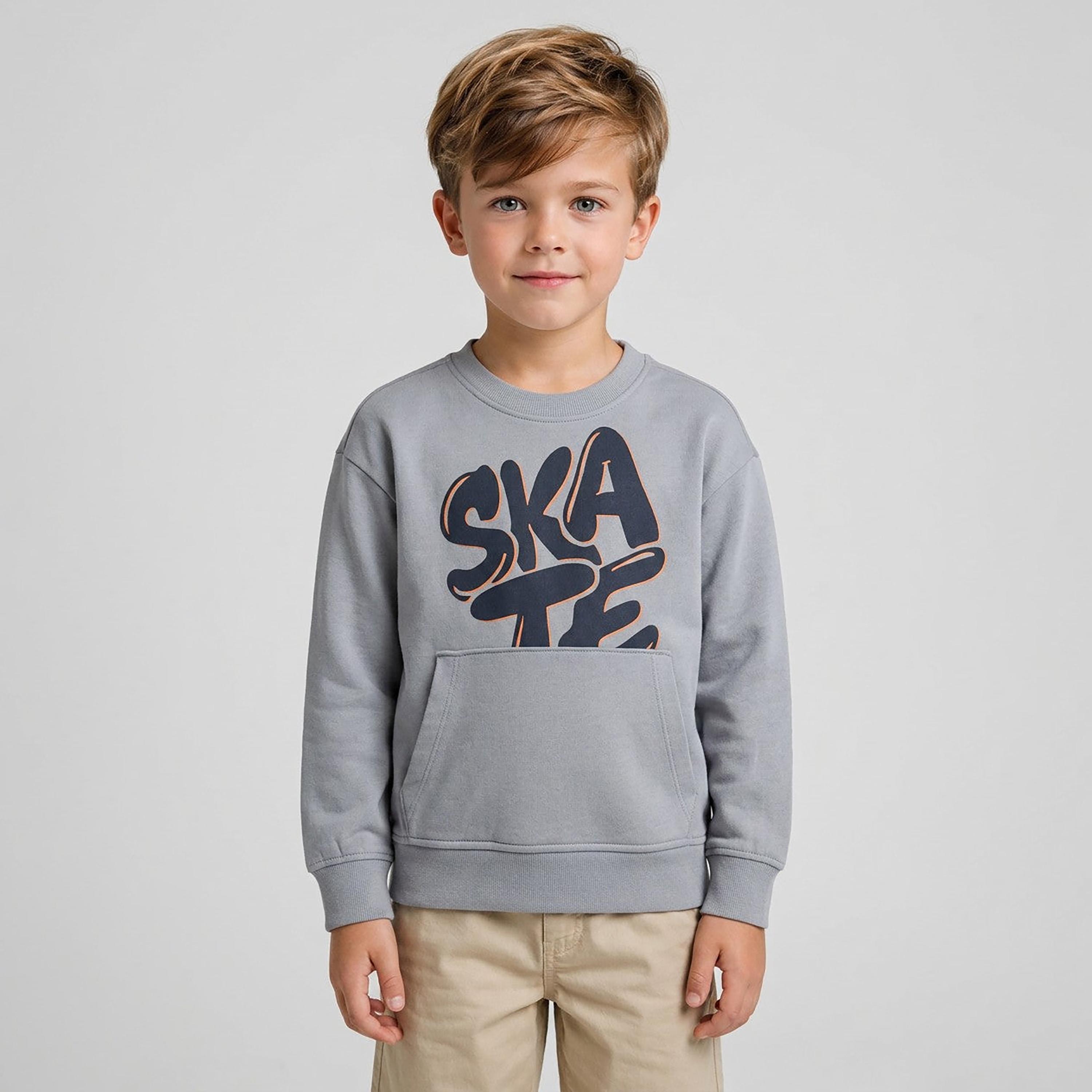 سويت شيرت قطن أوفرايزد بأكمام طويلة وطبعة وجيوب كانغرو من أو في إس-boys-clothing-sweatshirts-image-1