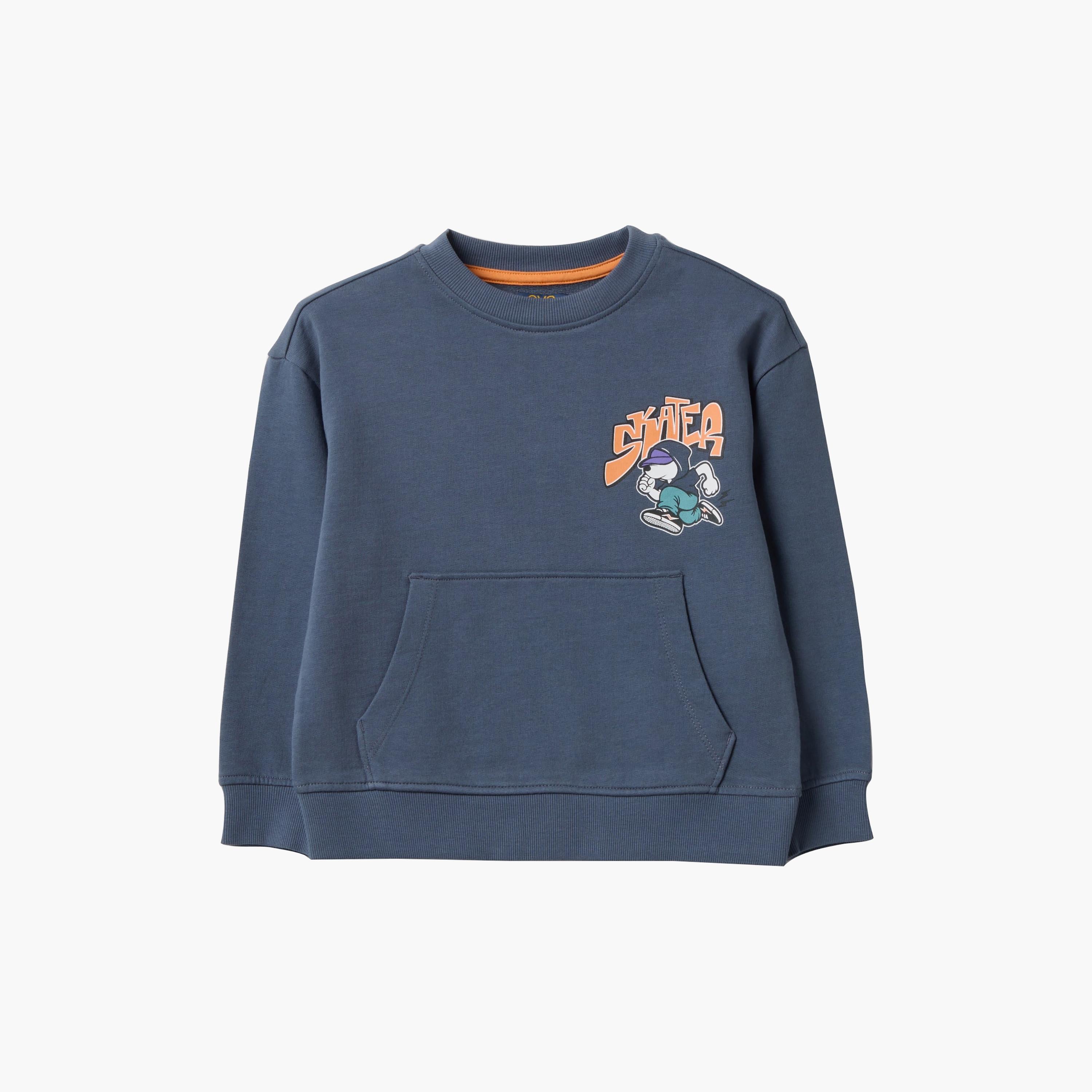 سويت شيرت قطن أوفرايزد بأكمام طويلة وطبعة وجيوب كانغرو من أو في إس-boys-clothing-sweatshirts-image-4