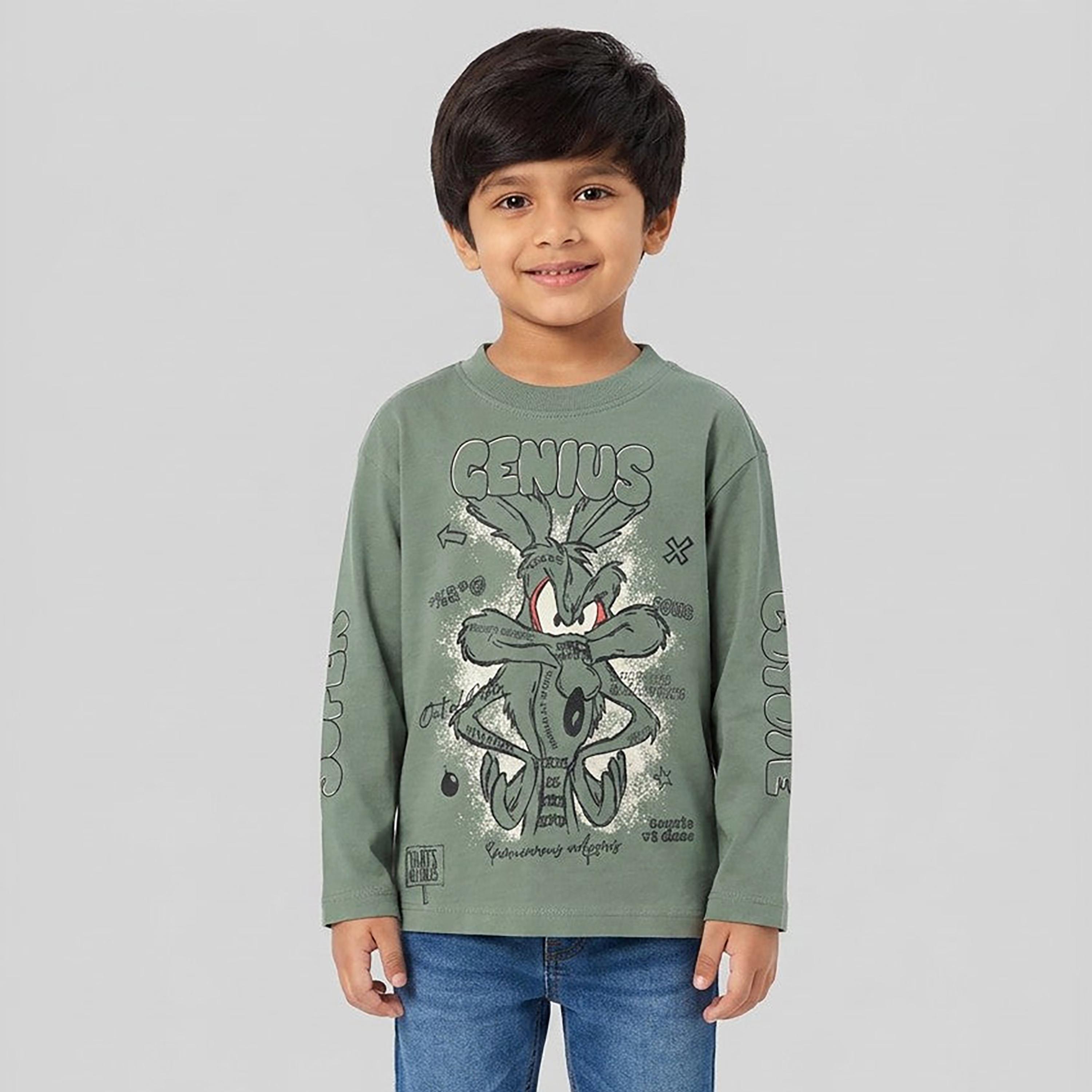 تيشيرت قطن أوفرايزد بأكمام طويلة وطبعة من أو في إس-boys-clothing-tshirtsandpolos-image-1