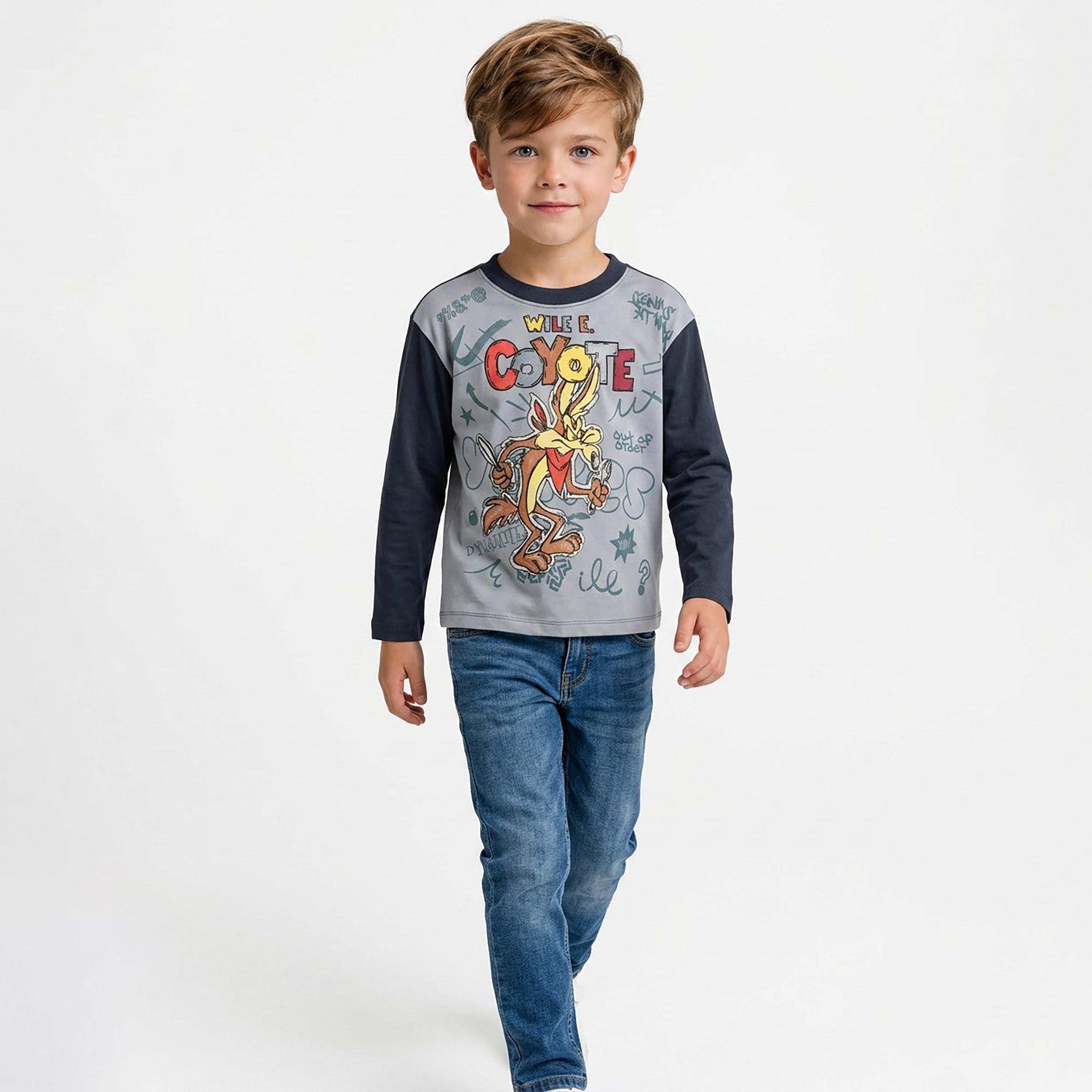 تيشيرت قطن أوفرايزد بأكمام طويلة وطبعة من أو في إس-boys-clothing-tshirtsandpolos-image-2