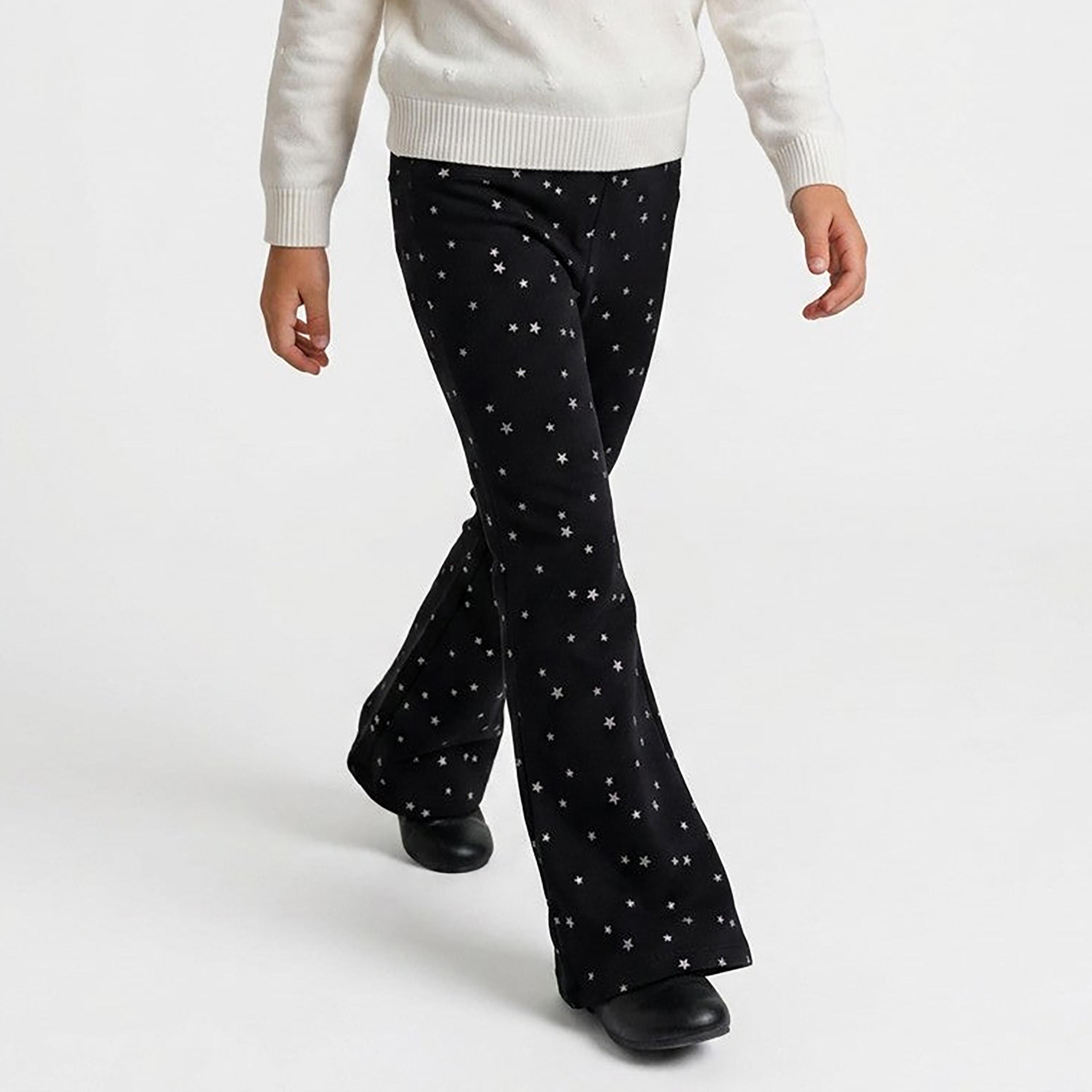 بنطال قطن بتصميم شارلستون (واسع من الأسفل) وطبعة نجوم من أو في إس-girls-clothing-bottoms-trousers-image-2
