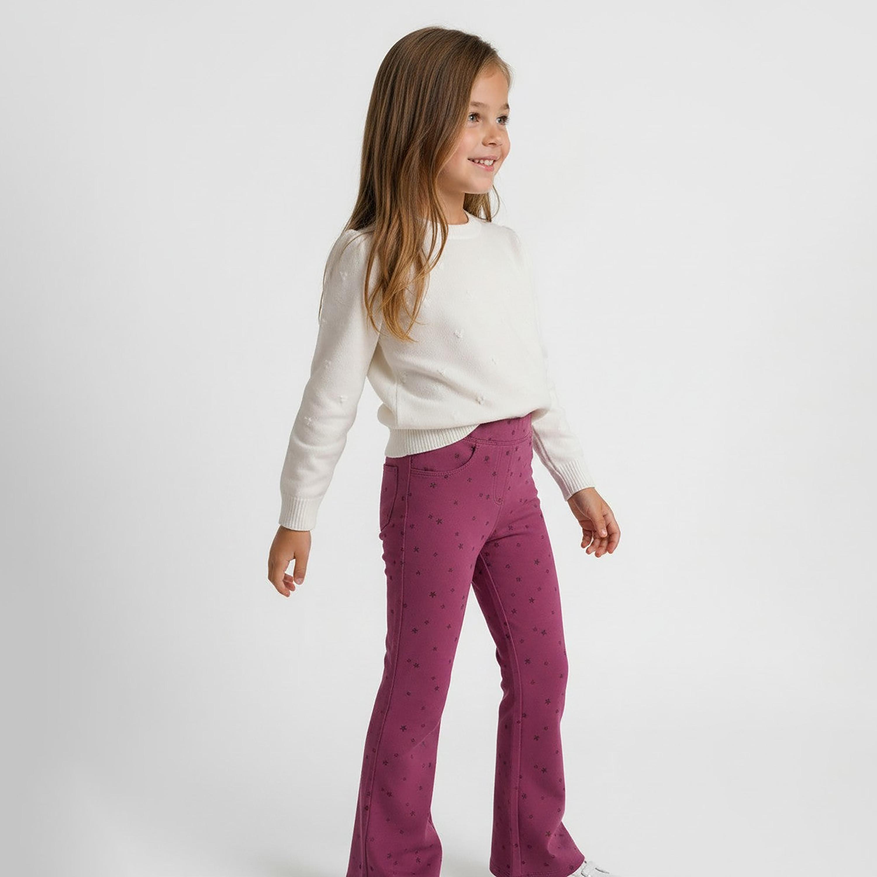 بنطال قطن بتصميم شارلستون (واسع من الأسفل) وطبعة نجوم من أو في إس-girls-clothing-bottoms-trousers-image-2