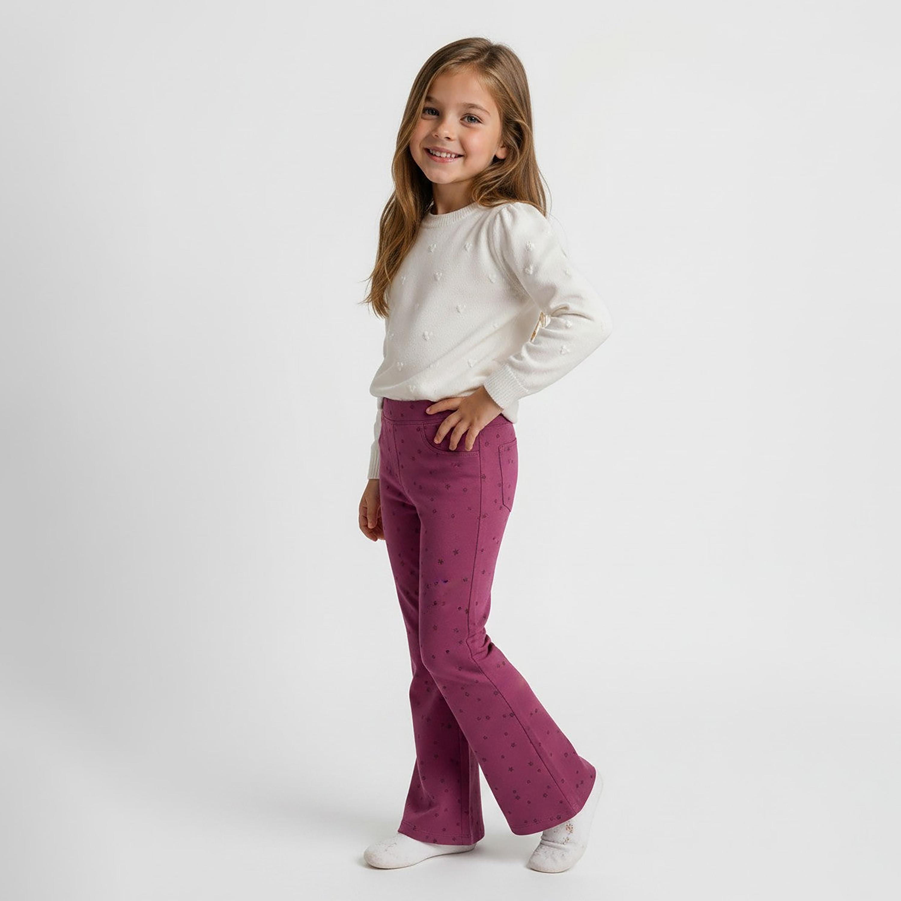 بنطال قطن بتصميم شارلستون (واسع من الأسفل) وطبعة نجوم من أو في إس-girls-clothing-bottoms-trousers-image-3