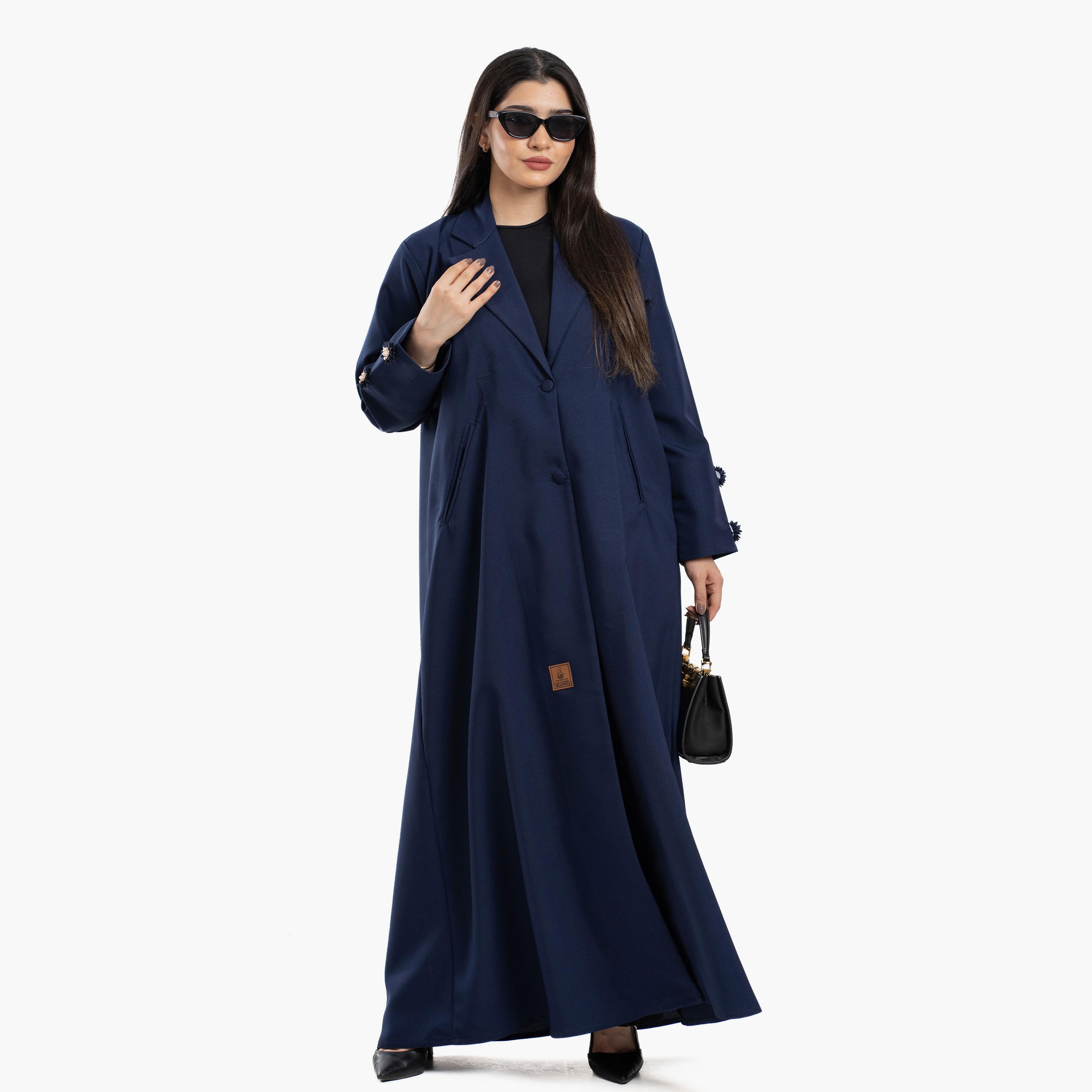 Zahiyh Blue Lapel Collar Blazer Style Women's Abaya-women-arabicclothing-abayas-image-1