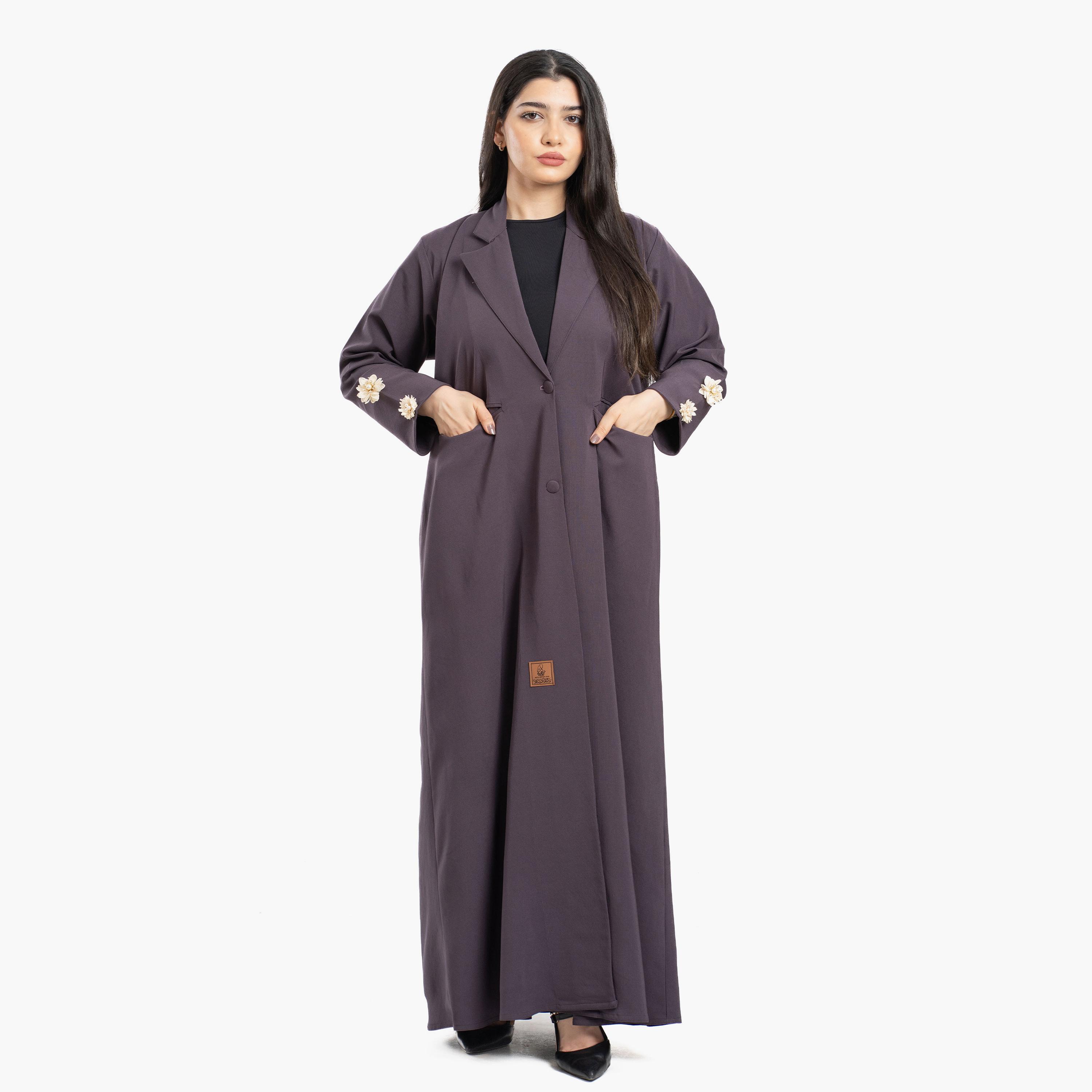 Zahiyh Lapel Collar Blazer Style Women's Abaya-women-arabicclothing-abayas-image-1