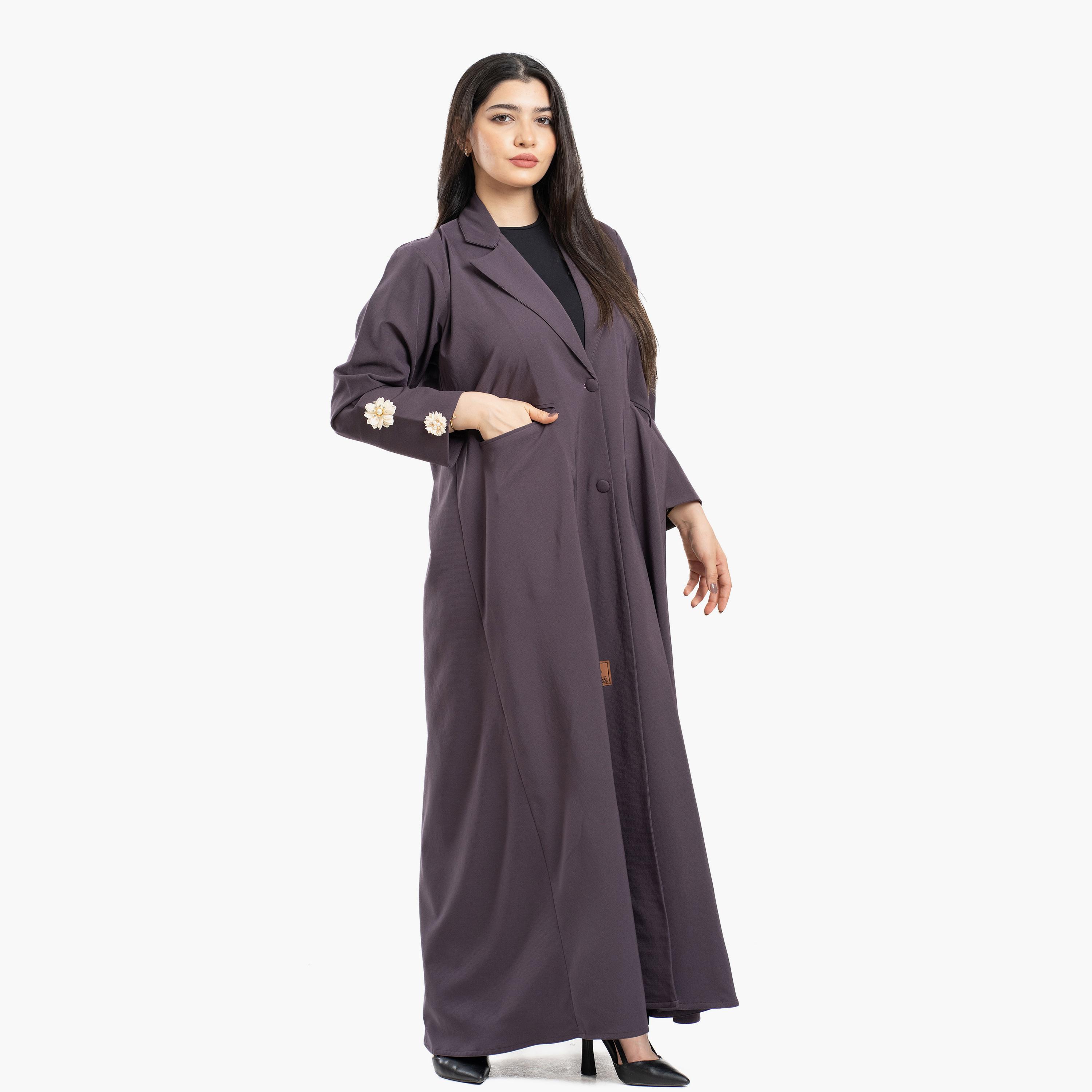 Zahiyh Lapel Collar Blazer Style Women's Abaya-women-arabicclothing-abayas-image-4