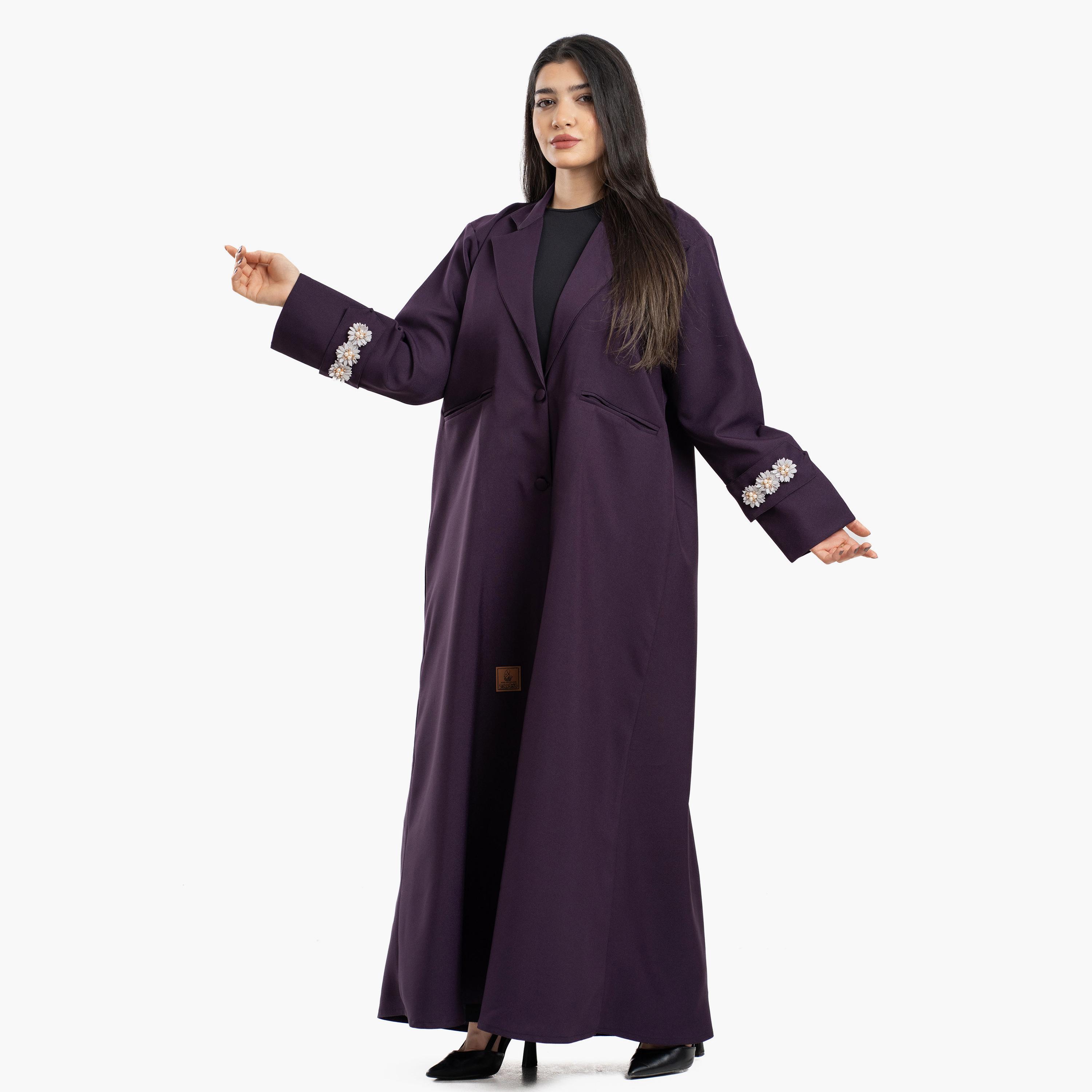 Zahiyh Lapel Collar Blazer Style Women's Abaya-women-arabicclothing-abayas-image-3