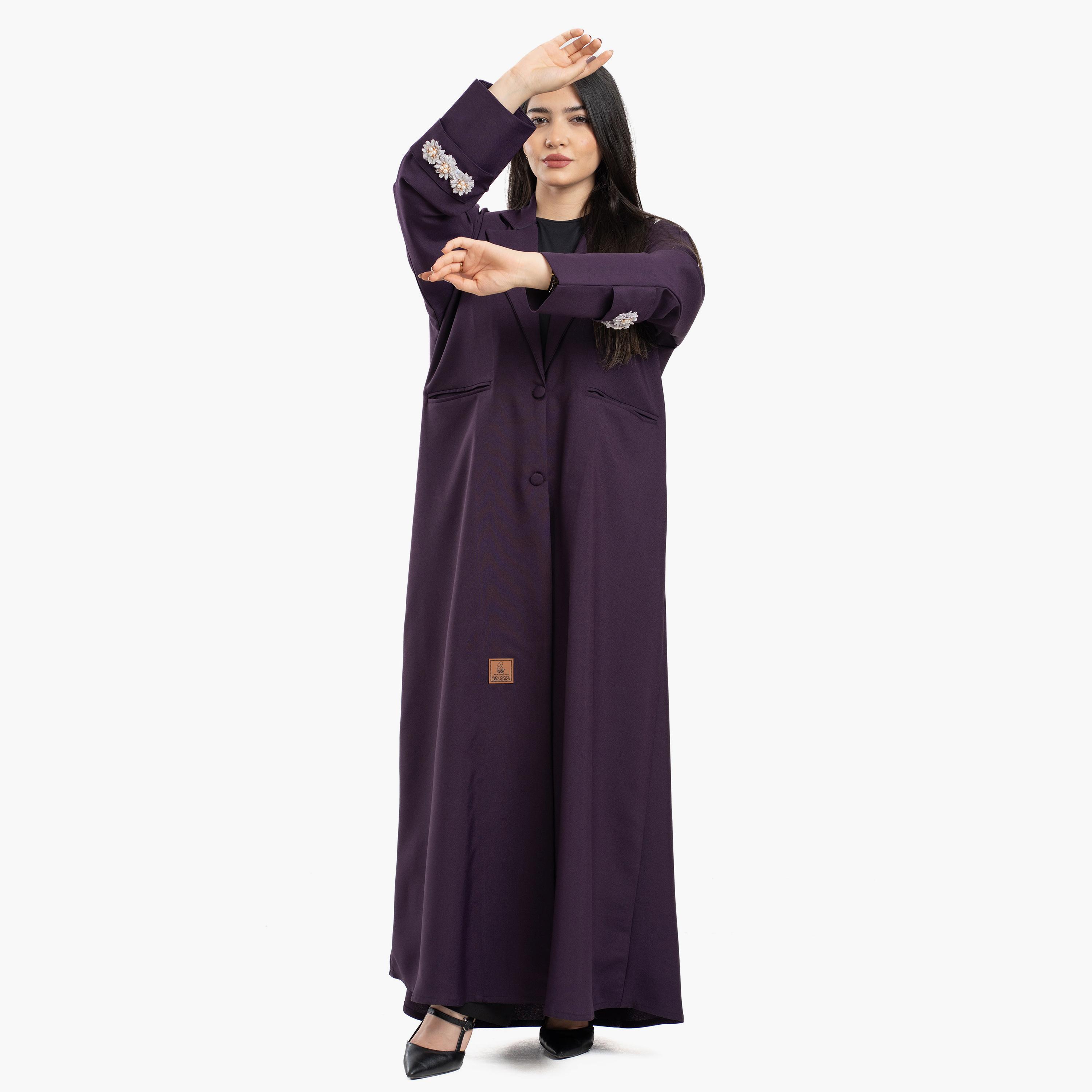 Zahiyh Lapel Collar Blazer Style Women's Abaya-women-arabicclothing-abayas-image-4