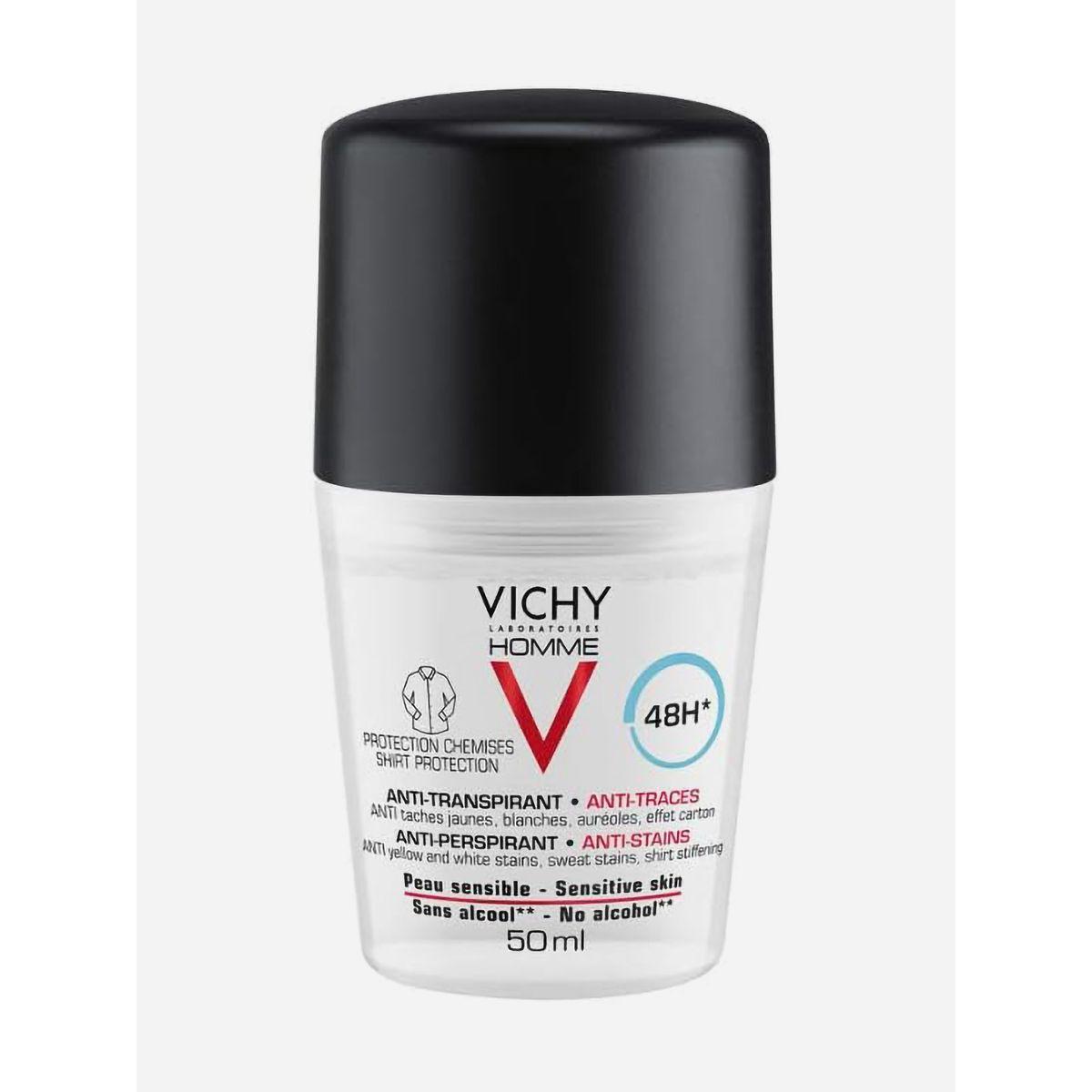 Vichy 48HR Anti-Perspirant Anti-Stains Roll-On 50ml-beautyandpersonalcare-fragrance-men-image-1