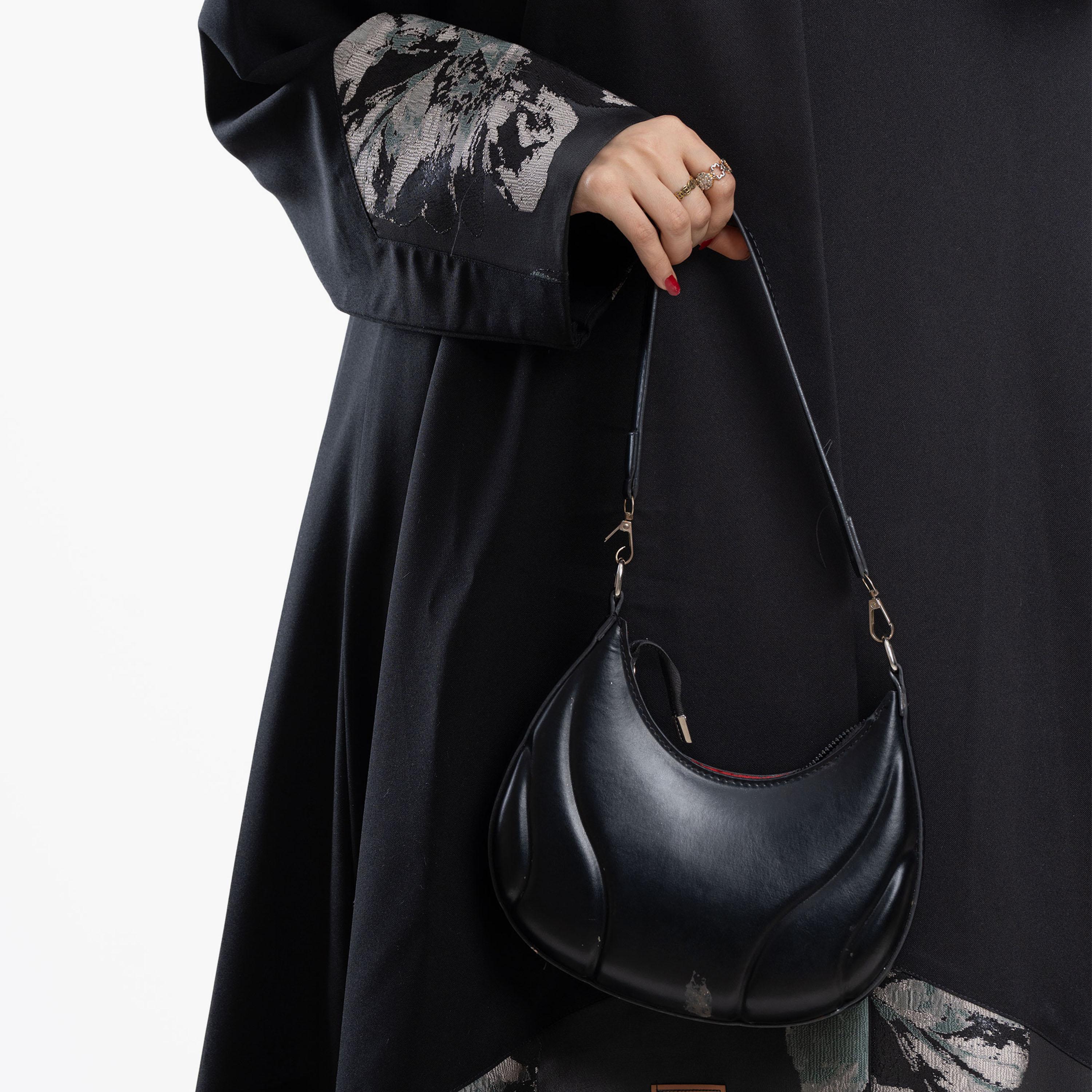 عباية سوداء بألواح مزينة بنقشة الأزهار مع حجاب من زاهية-women-arabicclothing-abayas-image-5