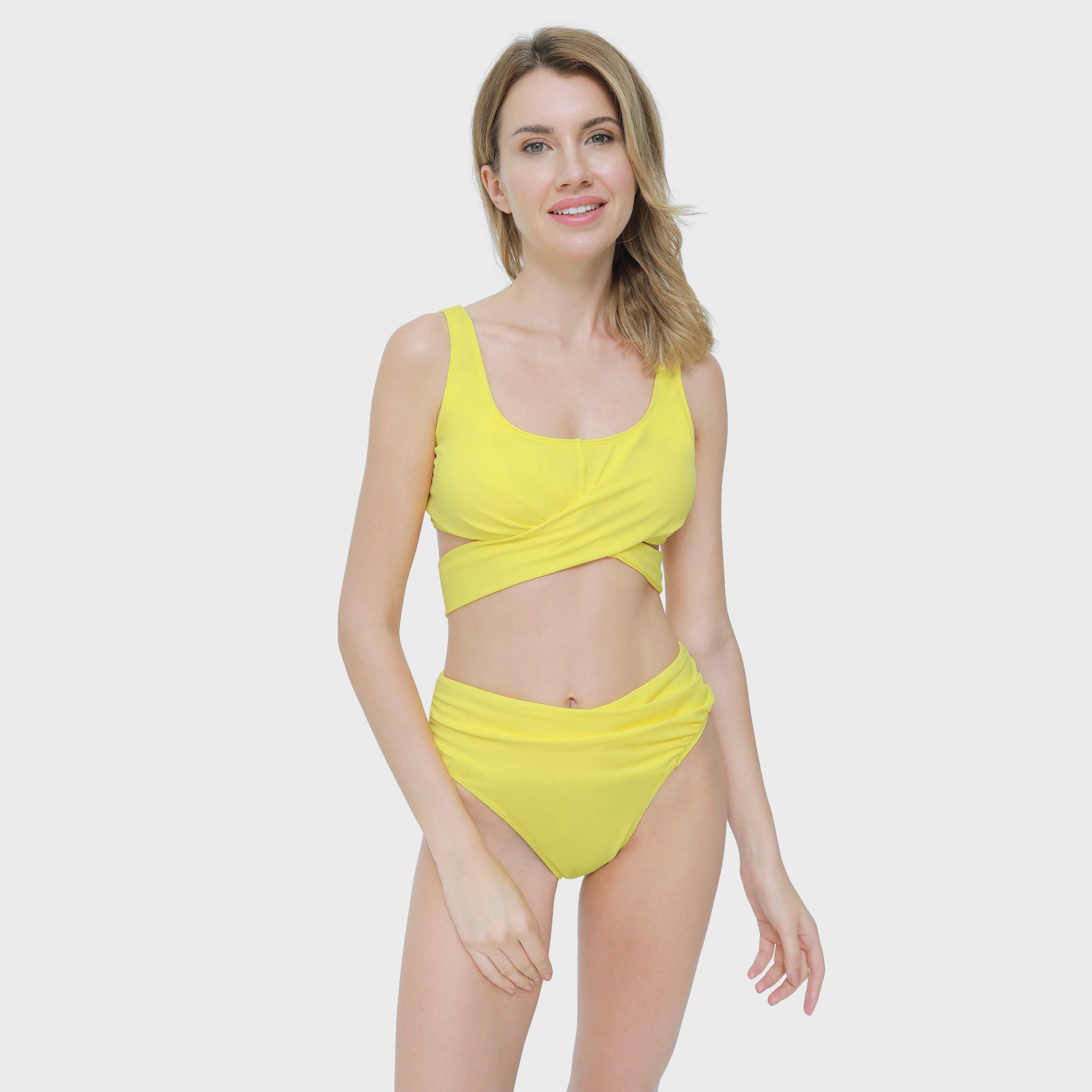 La Senza Trend Padded Non-Wired High Support Yellow Front Twist Band Crop Women's Bikini Bra-women-clothing-swimandbeach-bikinis-image-3