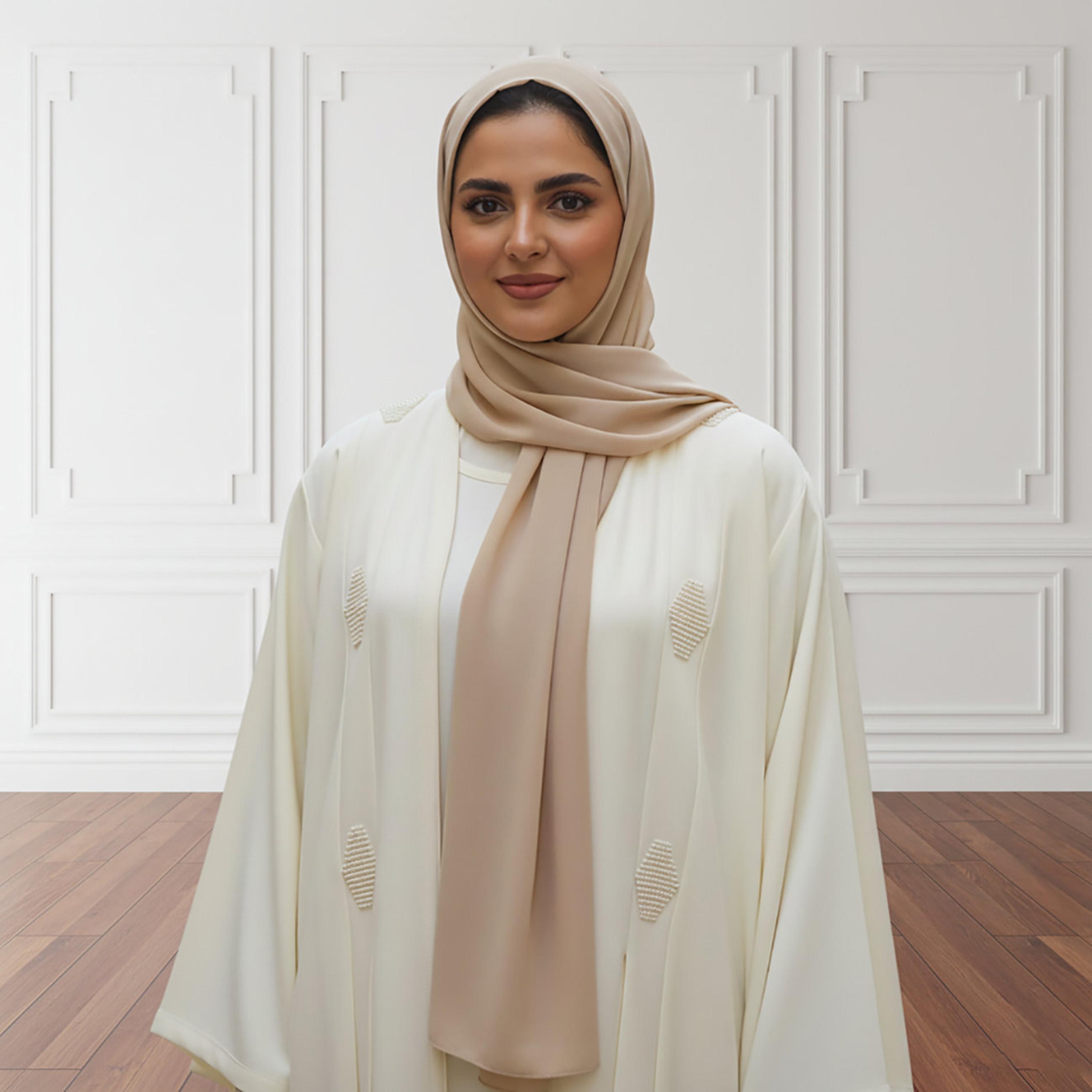 Nukhbaa Embroidered Nida Women's Abaya with Inner Dress & Hijab-women-arabicclothing-abayas-image-2