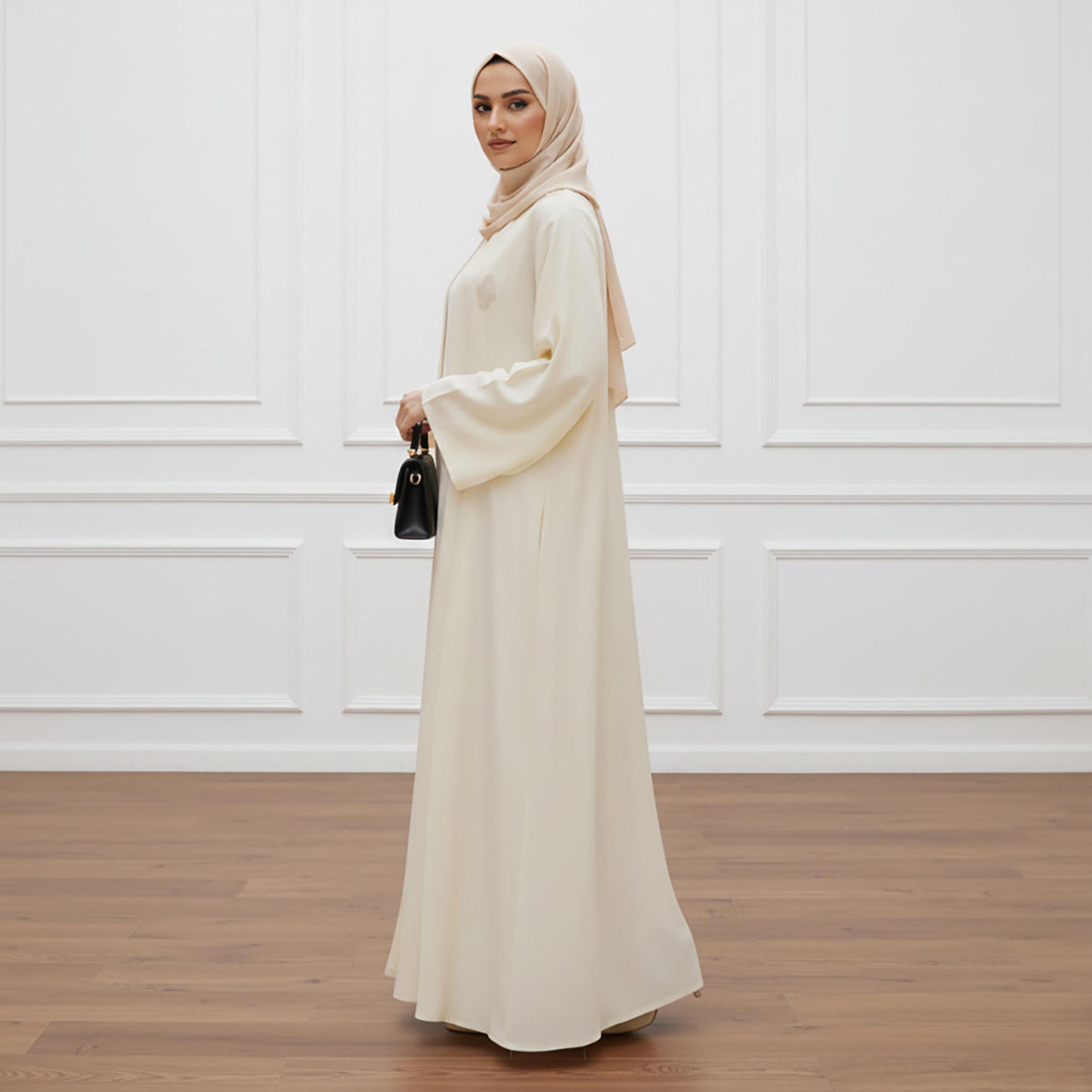 Nukhbaa Embroidered Nida Women's Abaya with Inner Dress & Hijab-women-arabicclothing-abayas-image-3