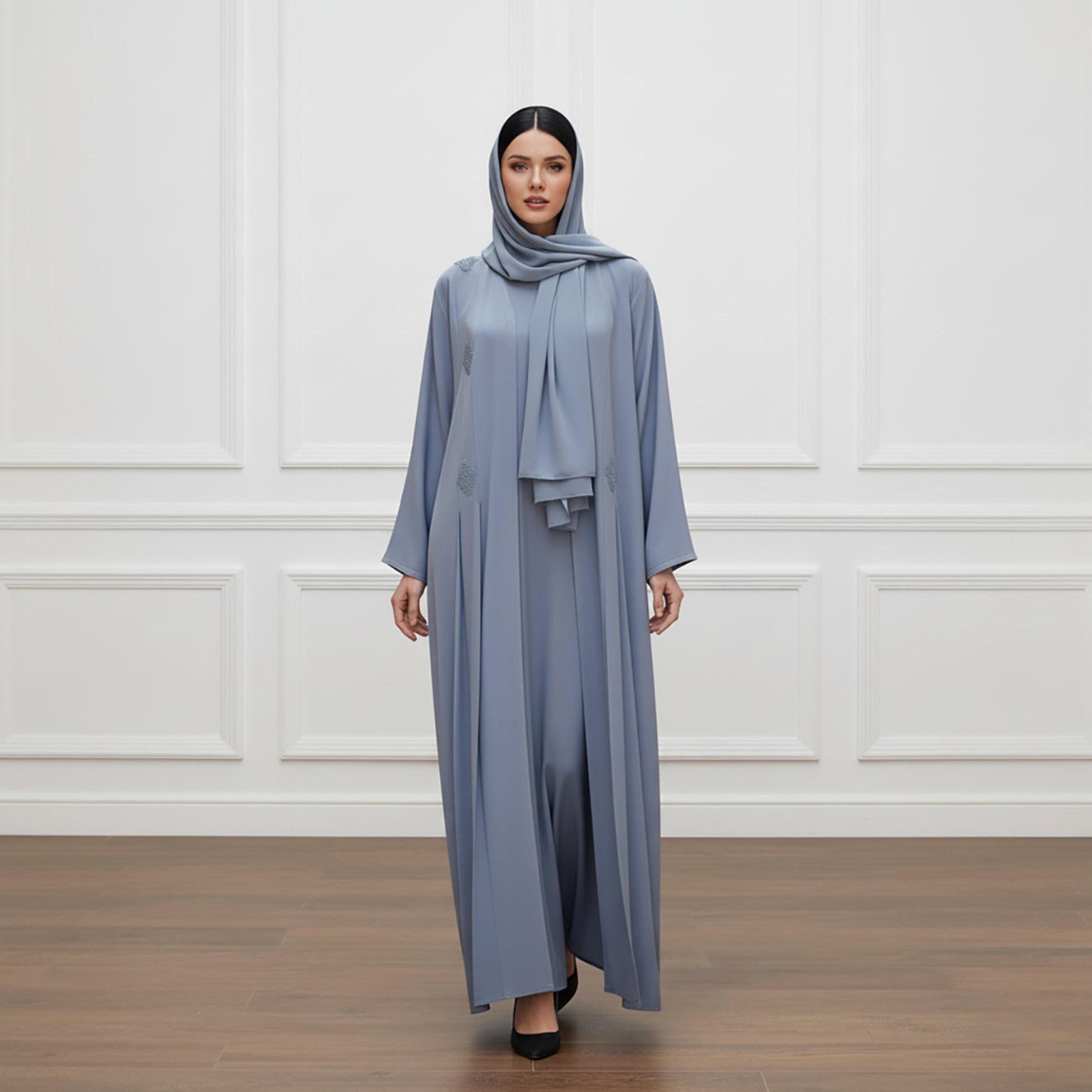 عباءة نسائية "نيدا" مطرزة مع فستان داخلي وحجاب من نخبة-women-arabicclothing-abayas-image-1