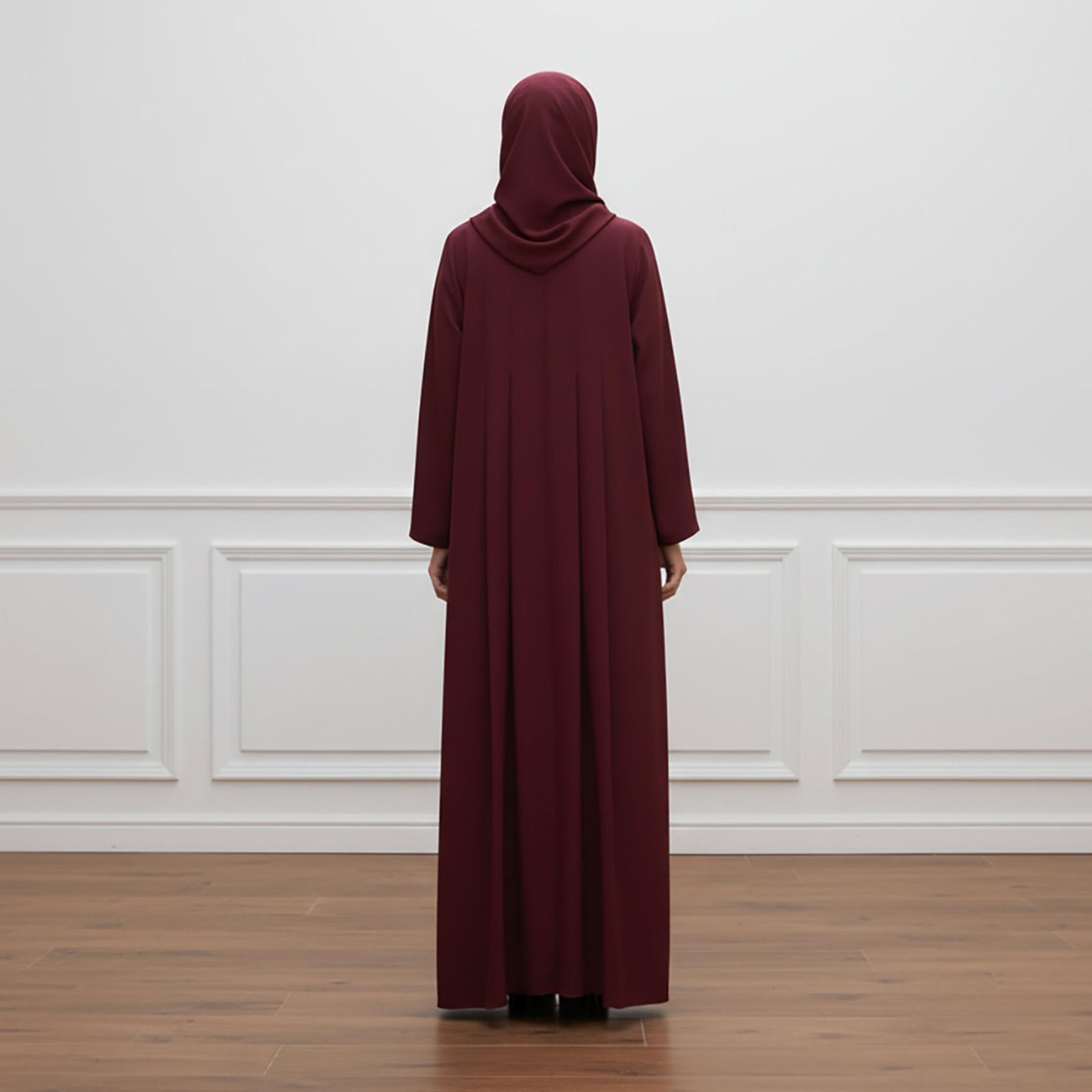Nukhbaa Embroidered Nida Women's Abaya with Inner Dress & Hijab-women-arabicclothing-abayas-image-4