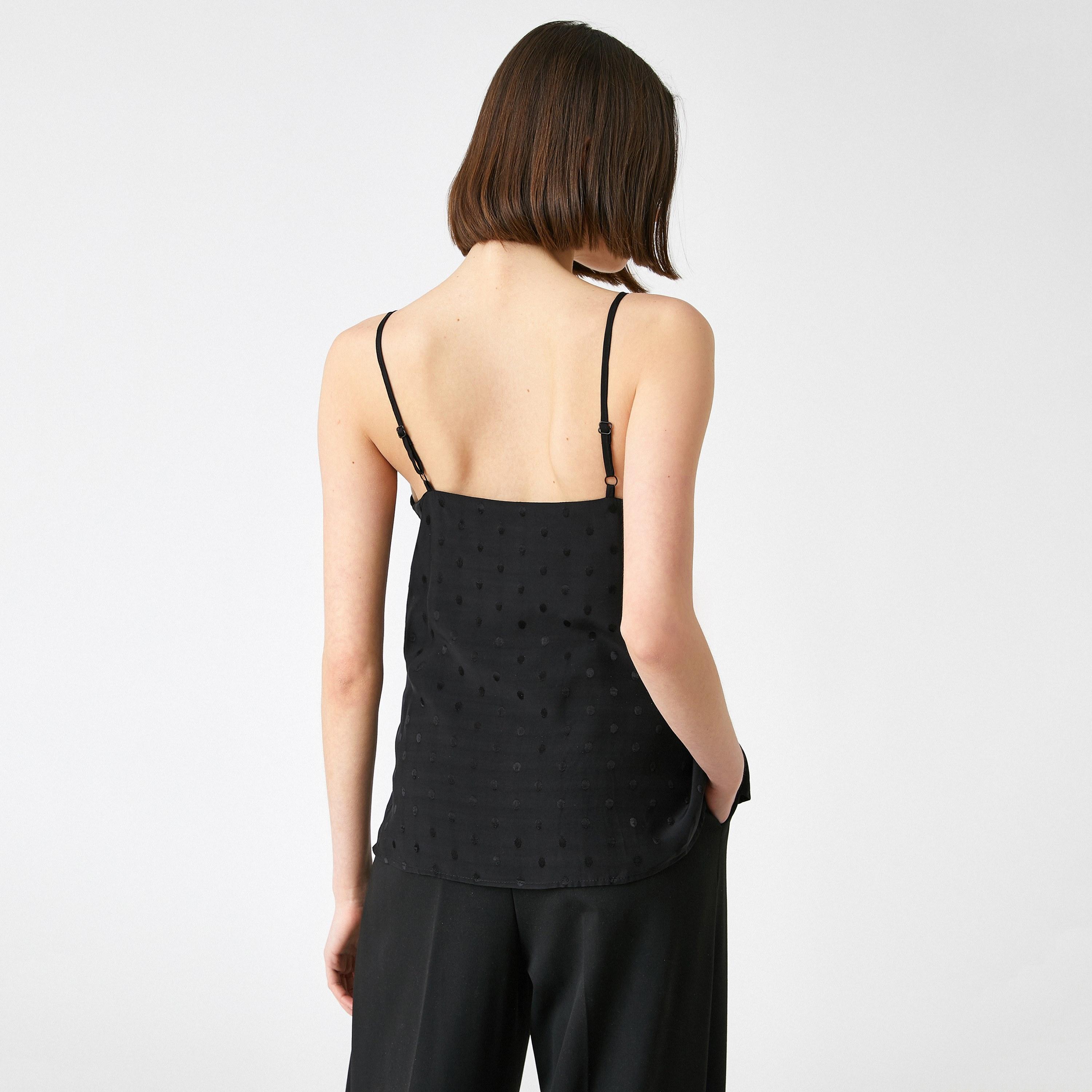 KOTON Regular Fit Polka Dobby Strappy Sleeveless Women's Camisole-women-clothing-lingerie-camisoles-image-3