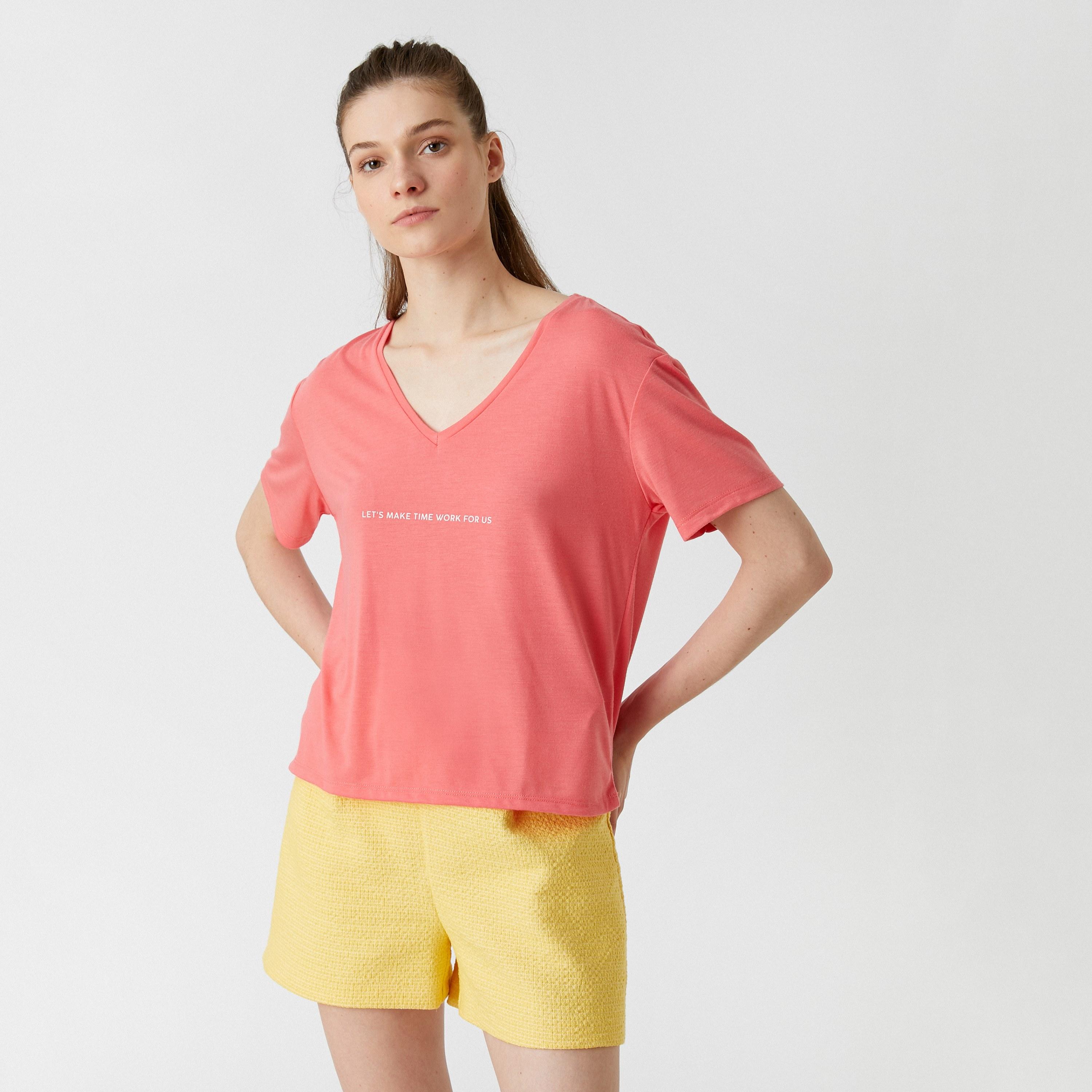 KOTON Pink Women's T-Shirt-women-clothing-tshirts-image-1