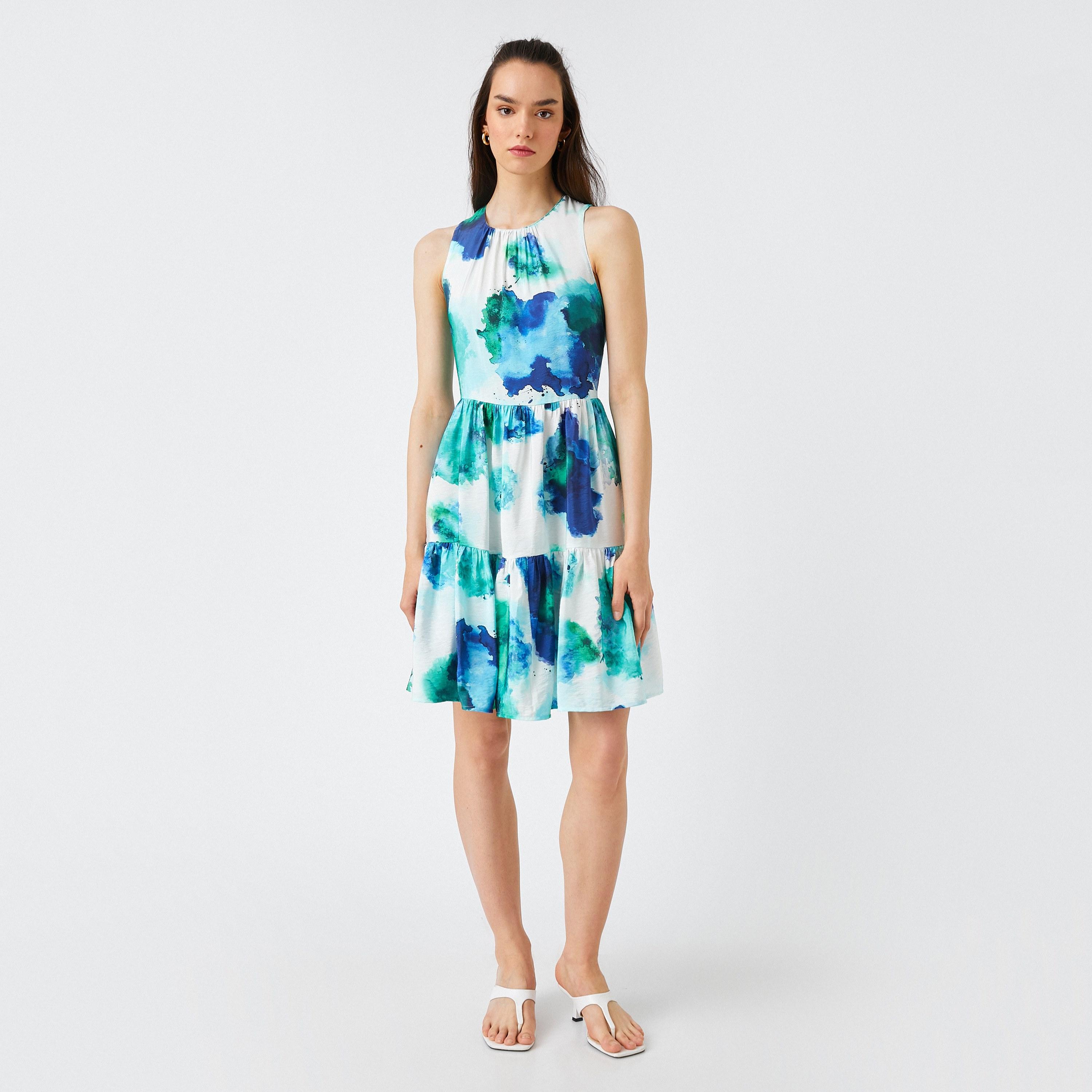 KOTON Multicolour Tie-Dye Tiered Women's Knee Length Dress-women-clothing-dresses-image-1