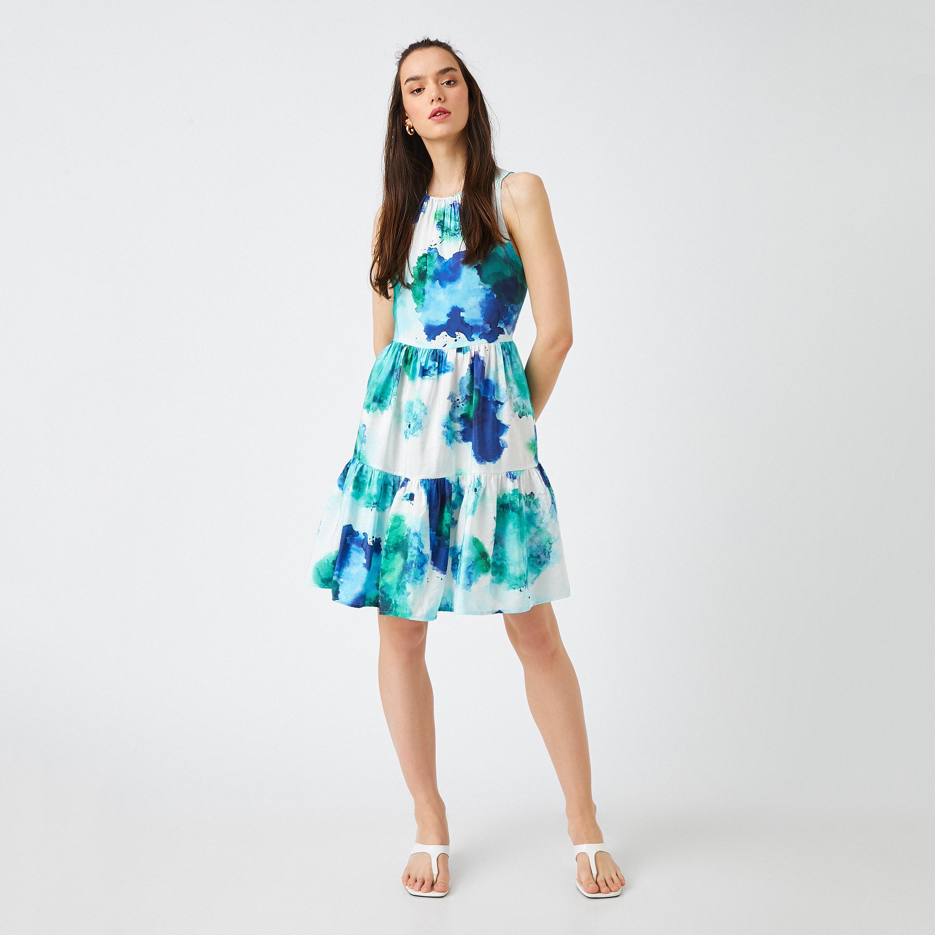 KOTON Multicolour Tie-Dye Tiered Women's Knee Length Dress-women-clothing-dresses-image-2