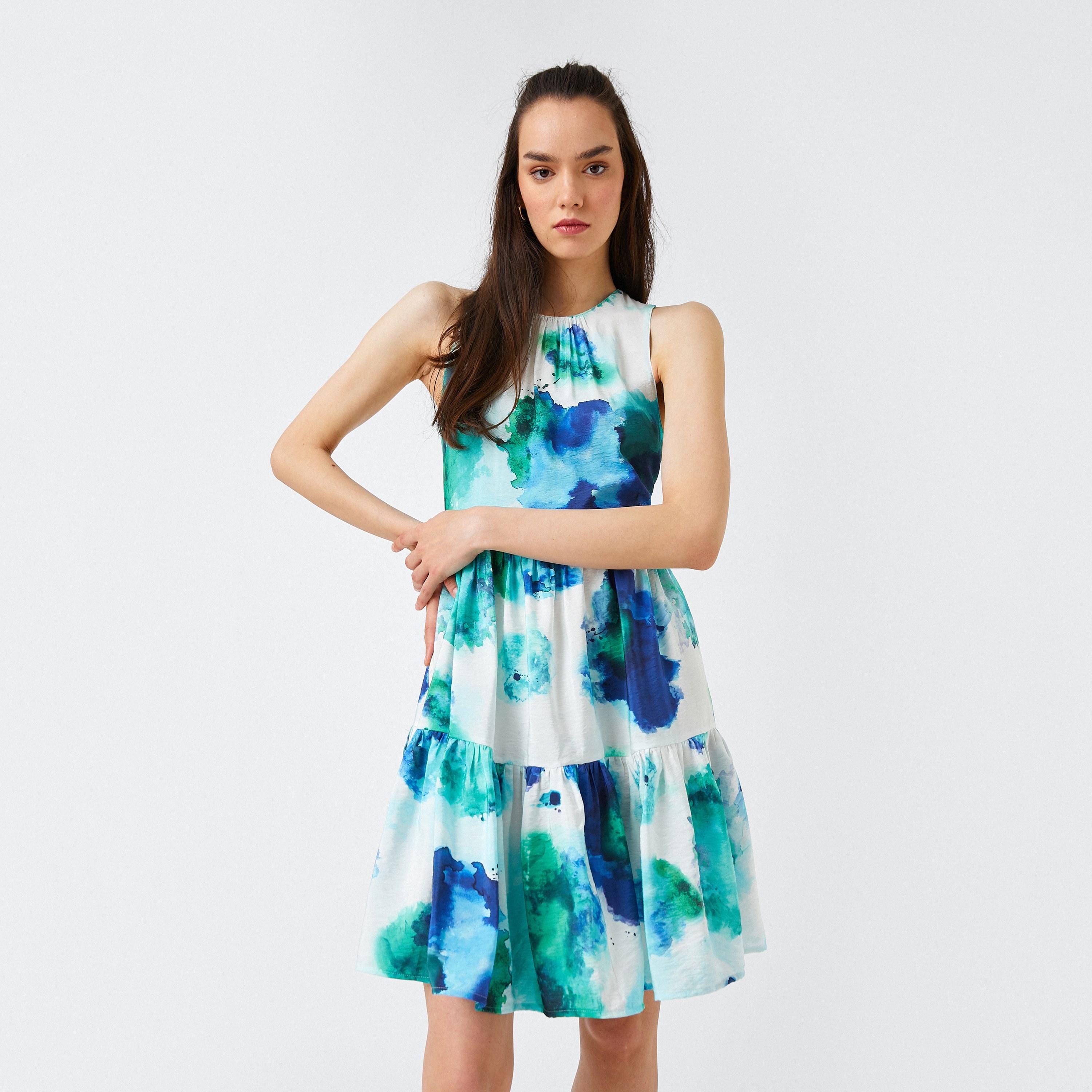 KOTON Multicolour Tie-Dye Tiered Women's Knee Length Dress-women-clothing-dresses-image-4