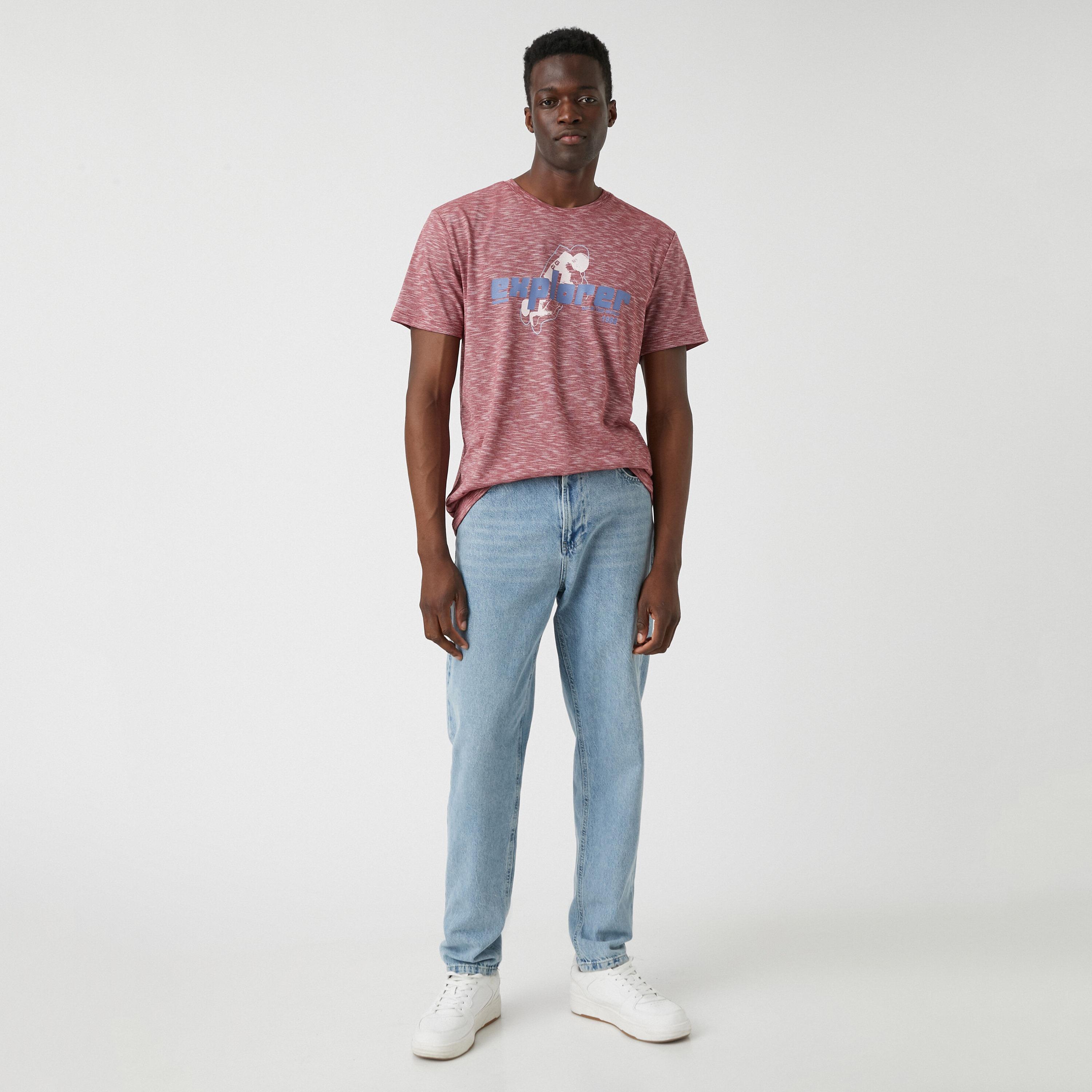 KOTON Heather Crew Neck Short Sleeves Men's T-Shirt-men-clothing-tshirtsandpolos-tshirts-image-2