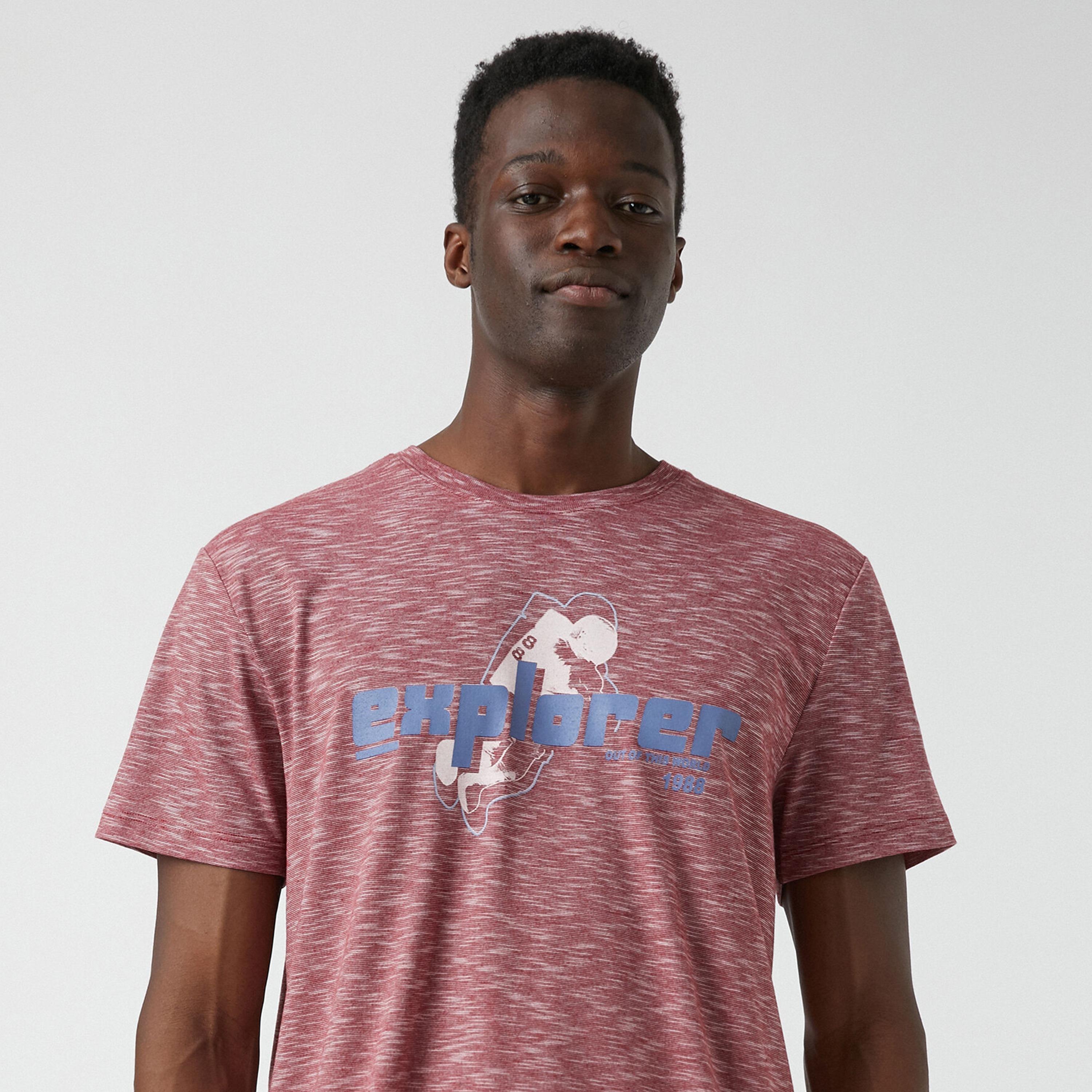 KOTON Heather Crew Neck Short Sleeves Men's T-Shirt-men-clothing-tshirtsandpolos-tshirts-image-3