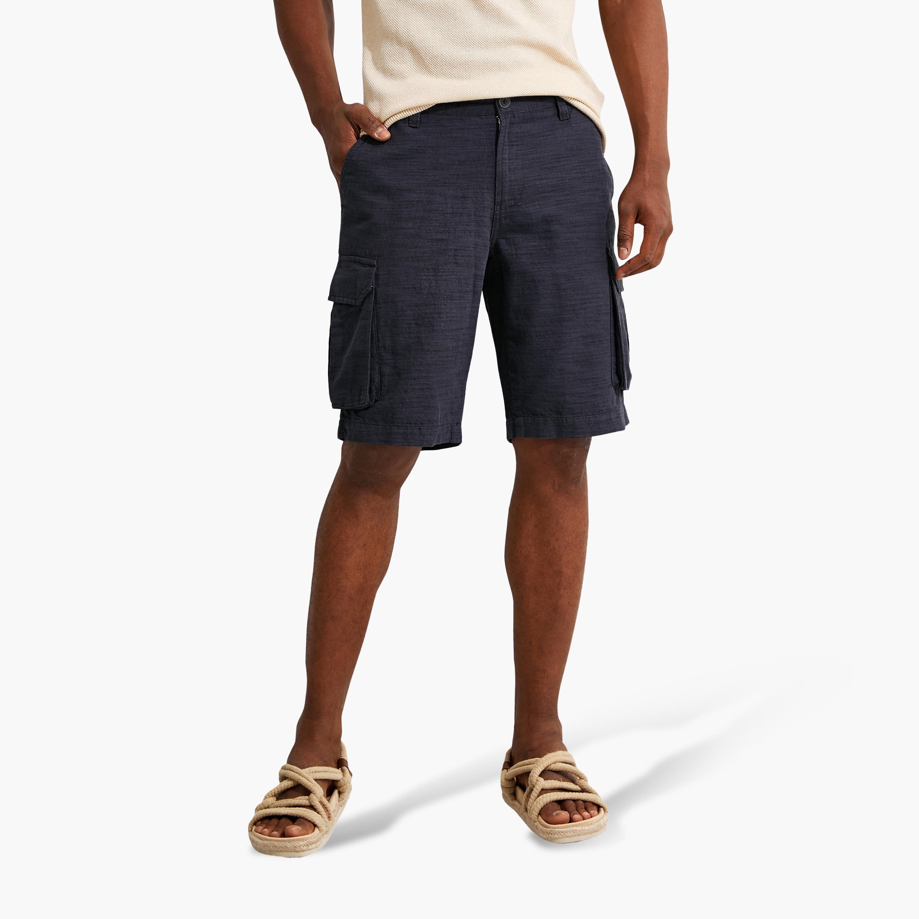 KOTON Regular Fit Mid-Rise Zip Fly Men's Cargo Shorts-men-clothing-bottoms-shorts-image-1