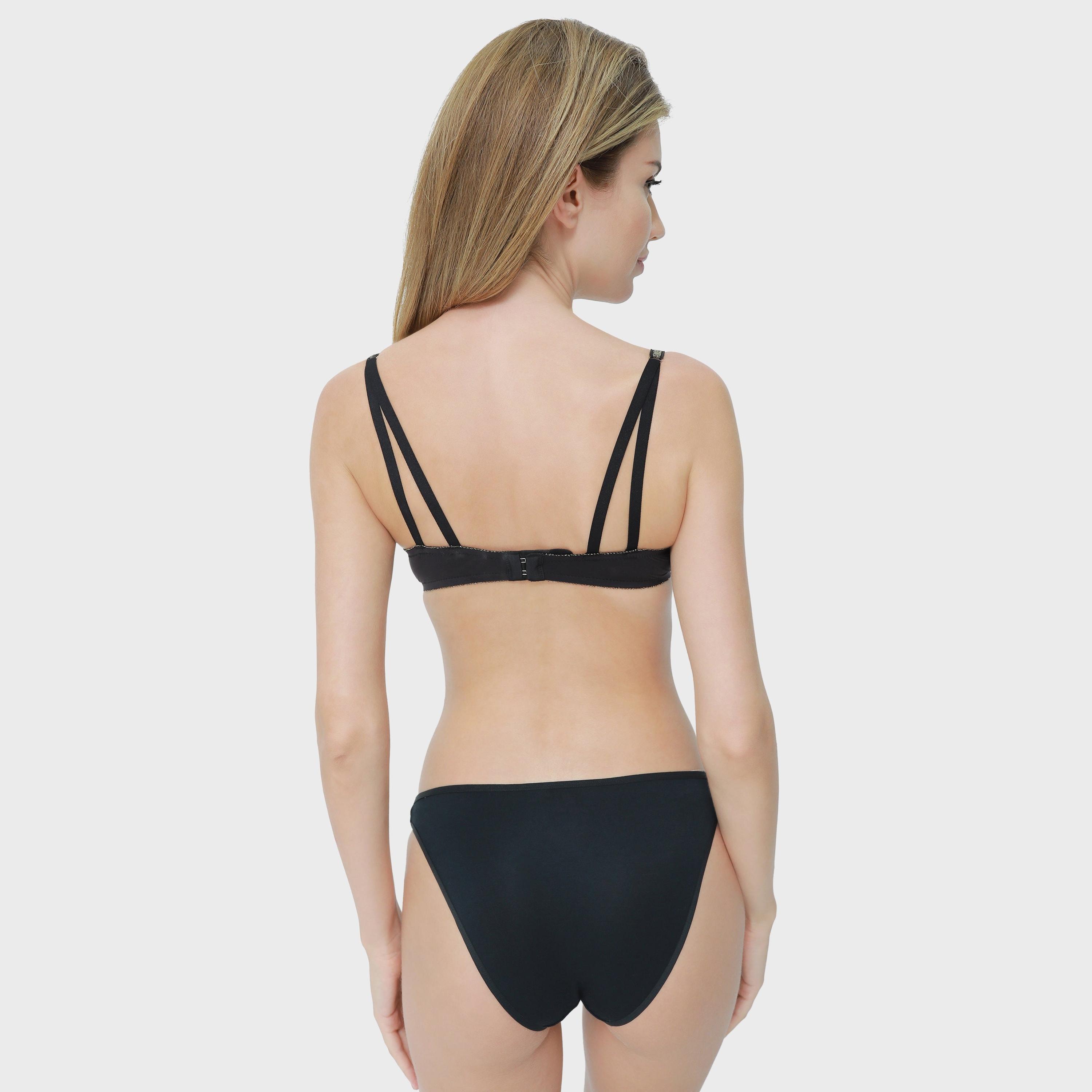La Senza Medium Coverage Black Women's Bikini Briefs-women-clothing-lingerie-panties-image-3