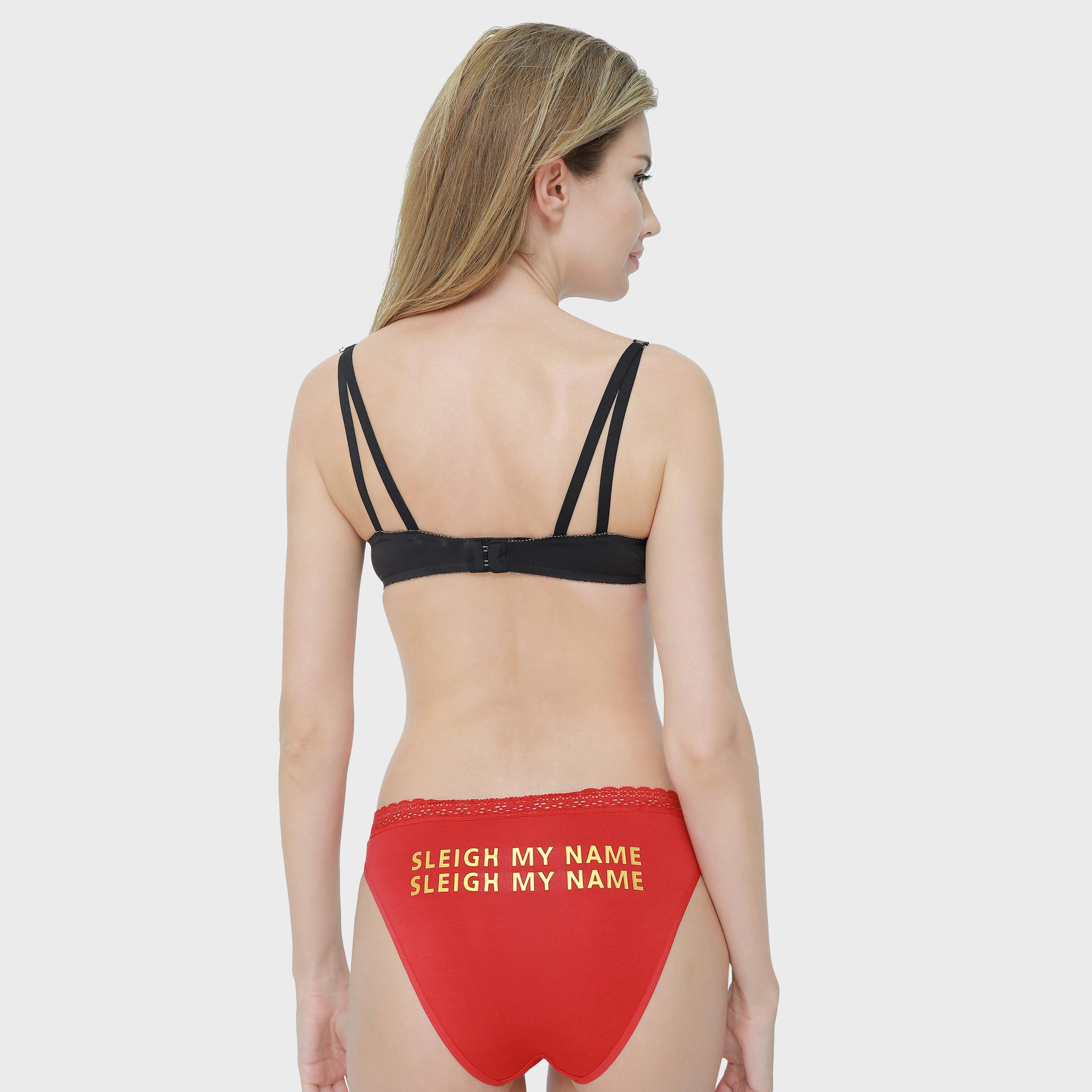La Senza Medium Coverage Lace Trim Red Women's Bikini Briefs-women-clothing-lingerie-panties-image-3