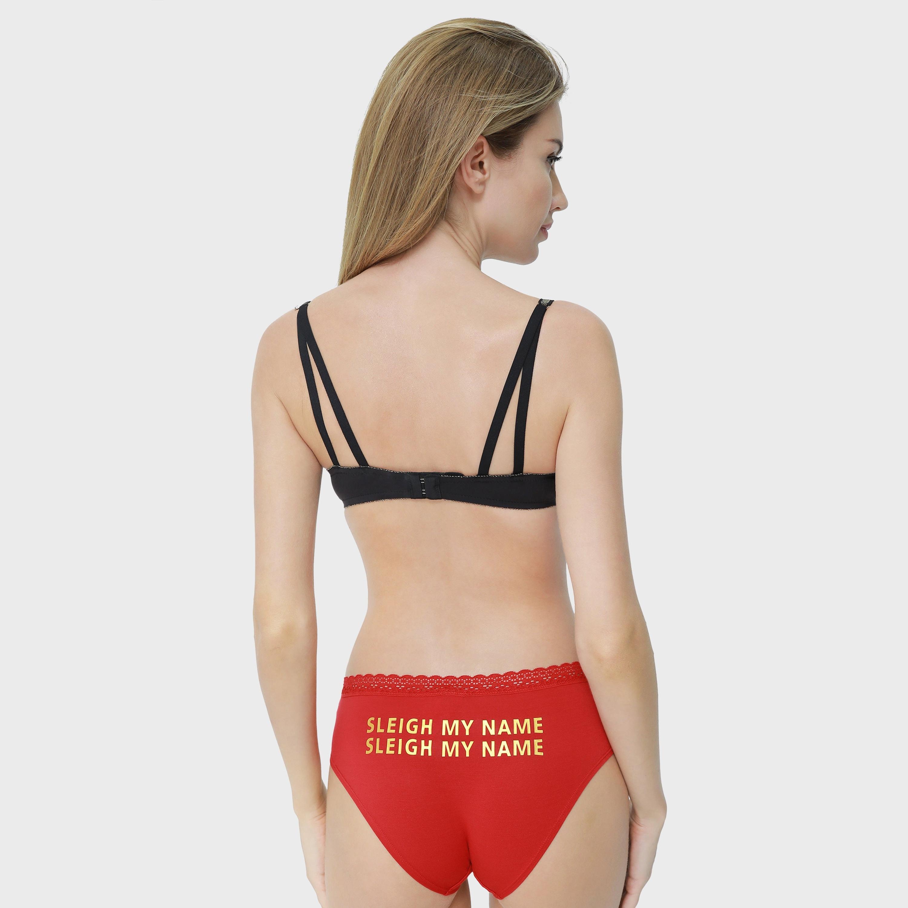 La Senza Medium Coverage Lace Trim Red Women's Bikini Briefs-women-clothing-lingerie-panties-image-3