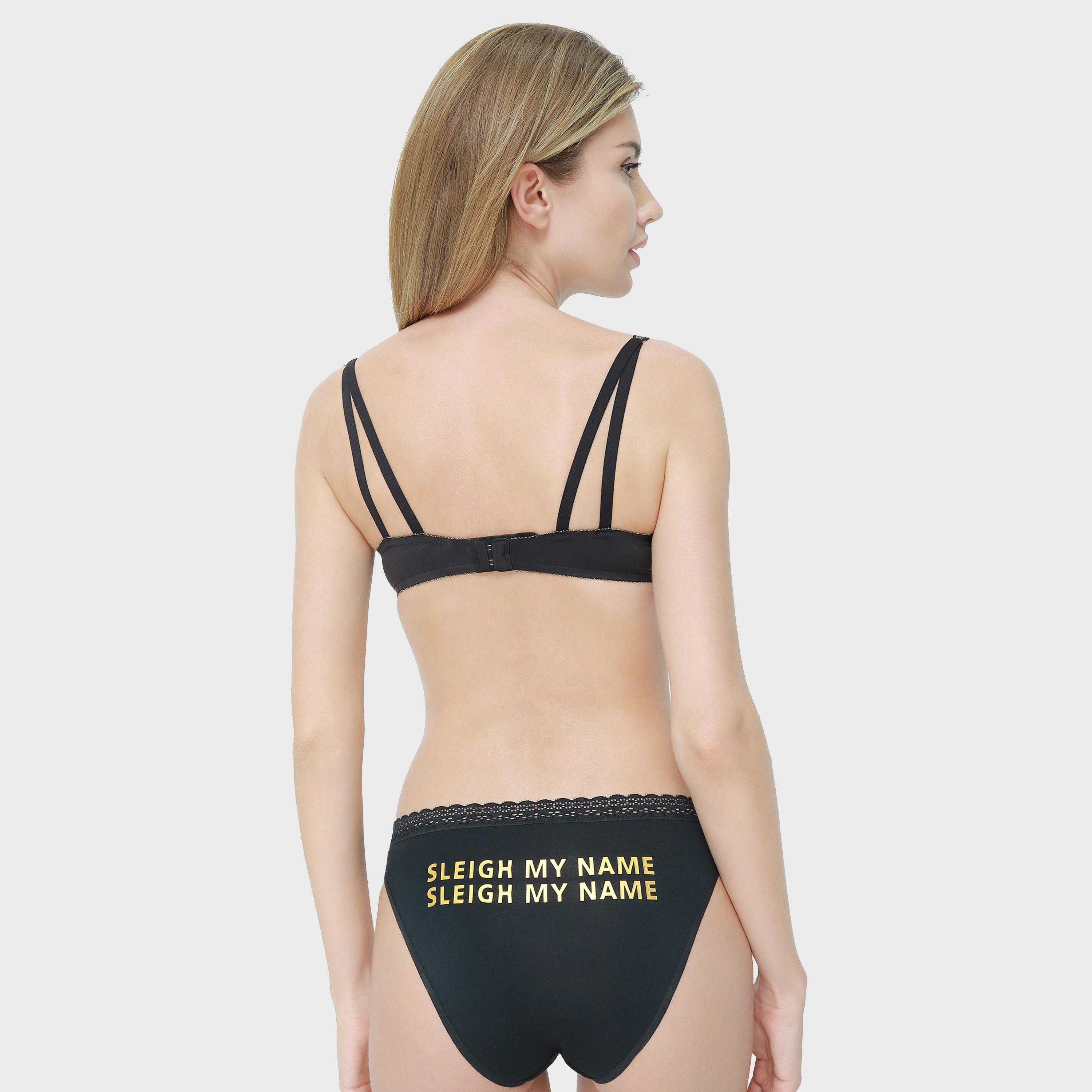 La Senza Medium Coverage Lace Trim Black Women's Bikini Briefs-women-clothing-lingerie-panties-image-3