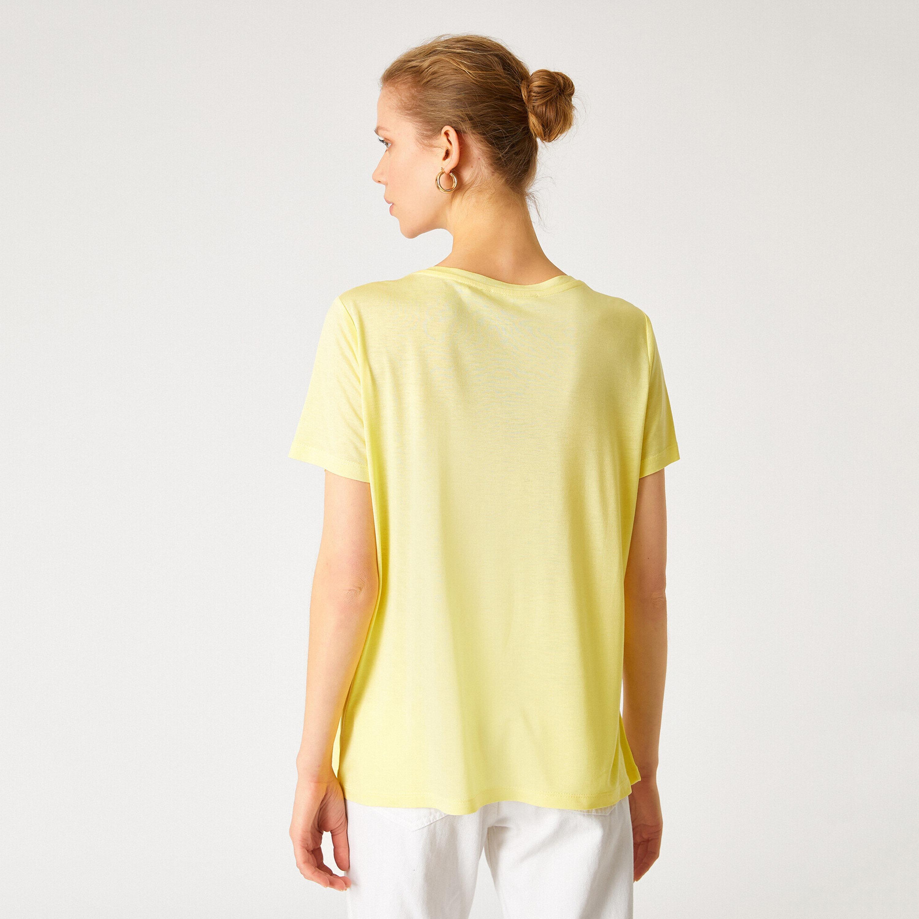 KOTON Yellow Women's T-Shirt-women-clothing-tshirts-image-3