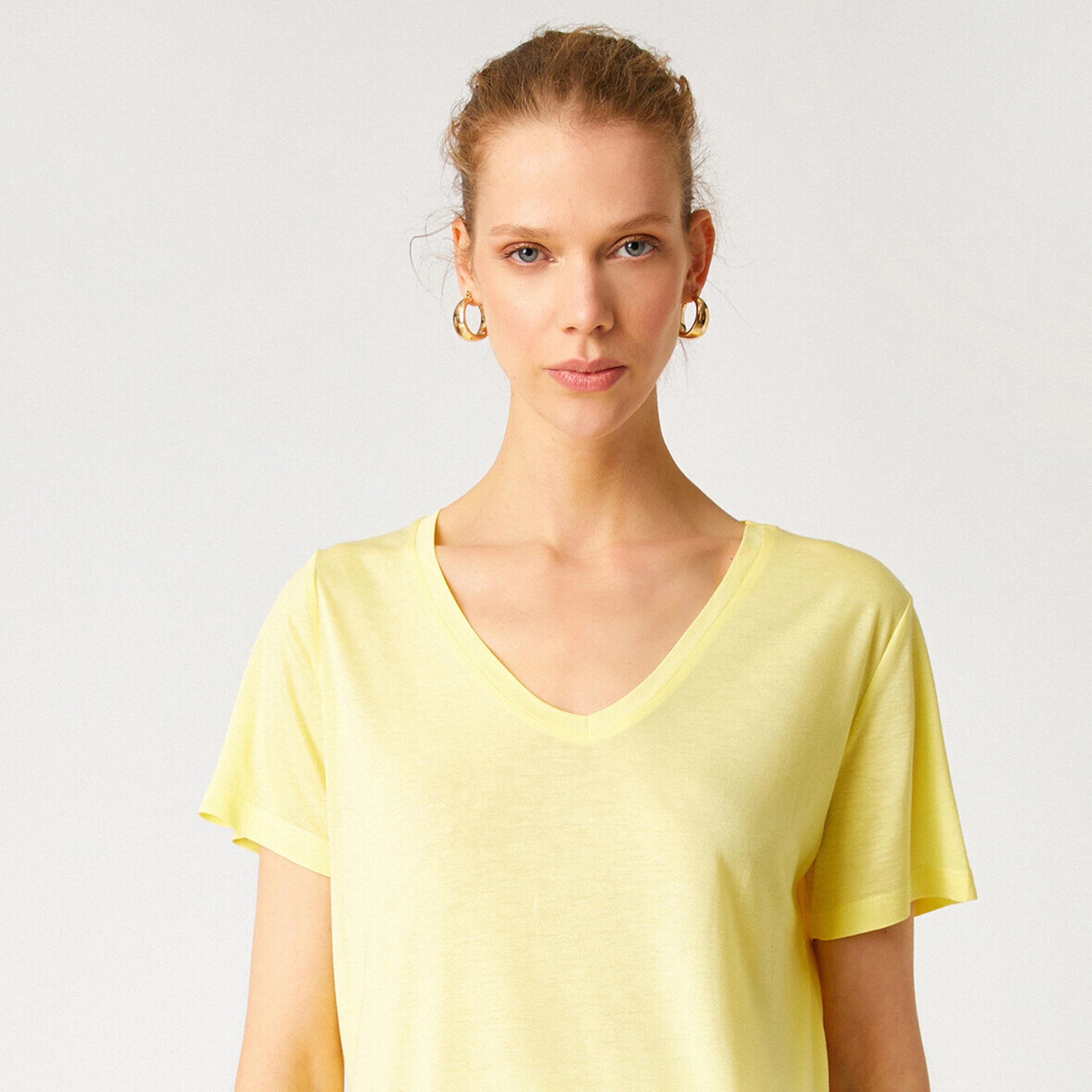 KOTON Yellow Women's T-Shirt-women-clothing-tshirts-image-4