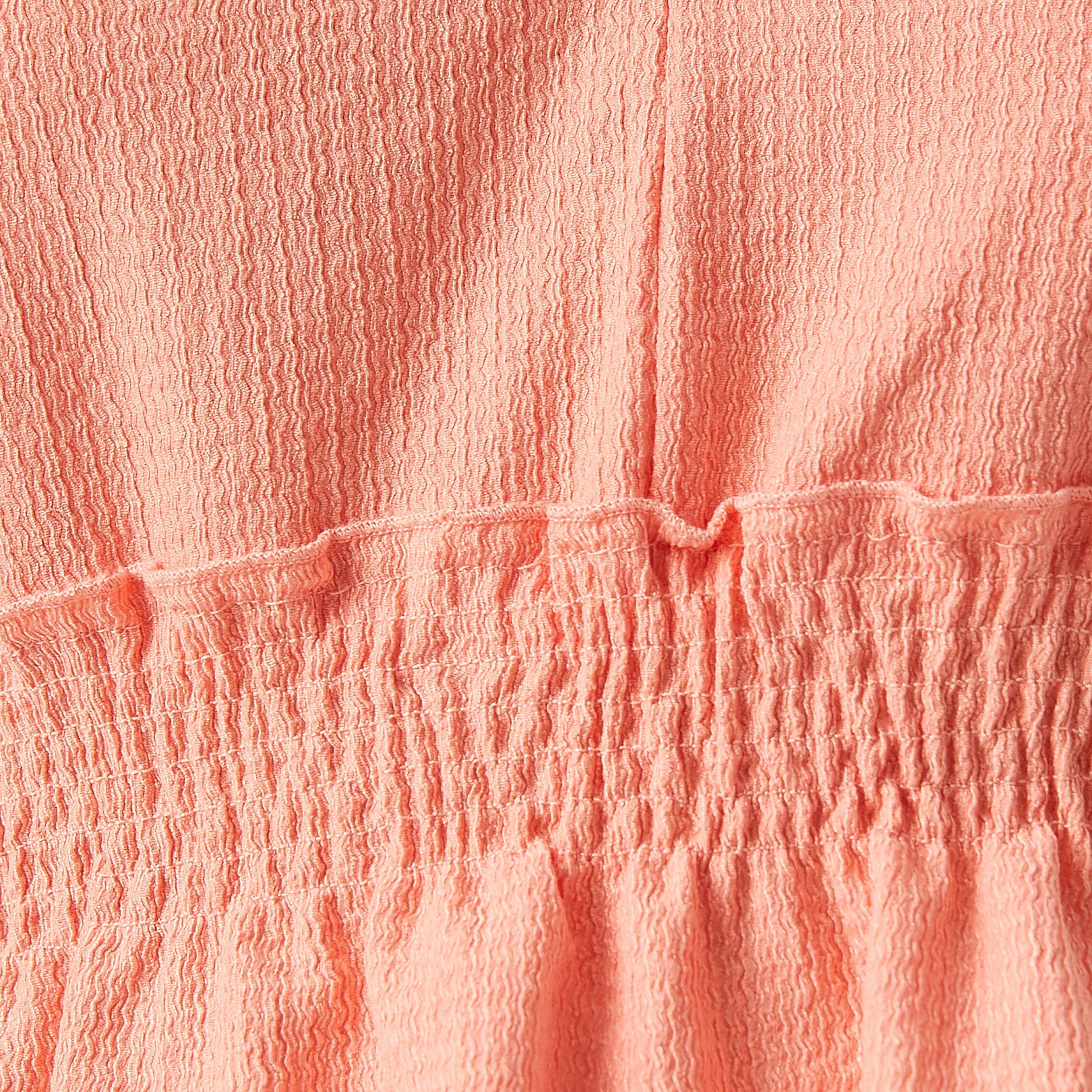 KOTON Peach Crinkled Puff Sleeves Women's Peplum Top-women-clothing-shirtsandblouses-blouses-image-6