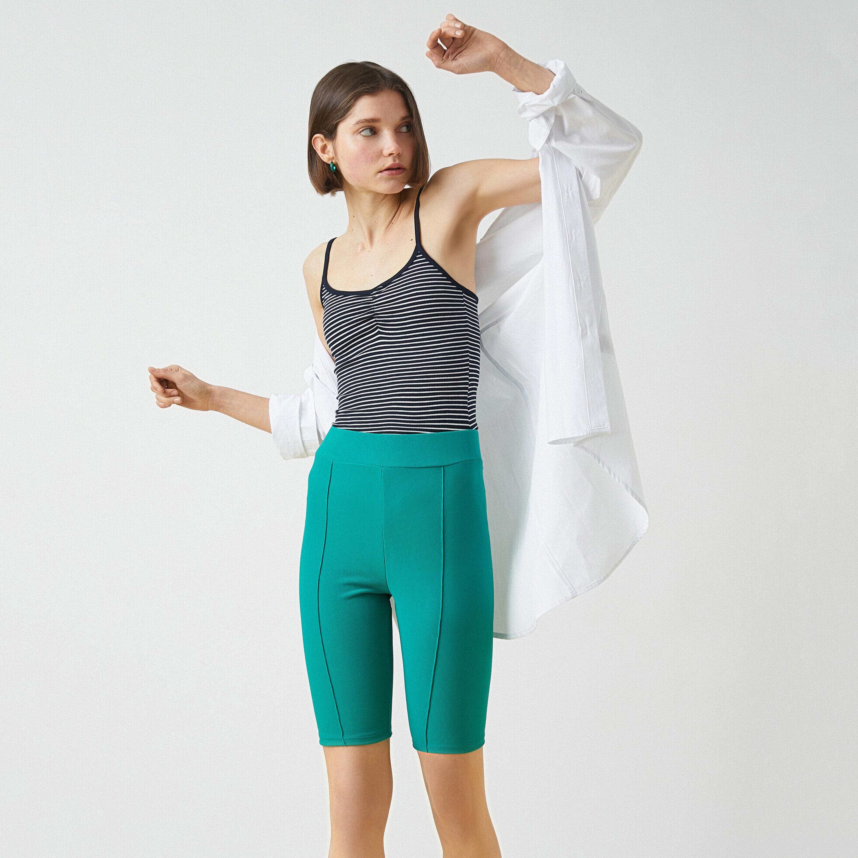 توب تانك نسائي بحمالات ونمط مخطط من كوتون - أسود-women-clothing-shirtsandblouses-blouses-image-4
