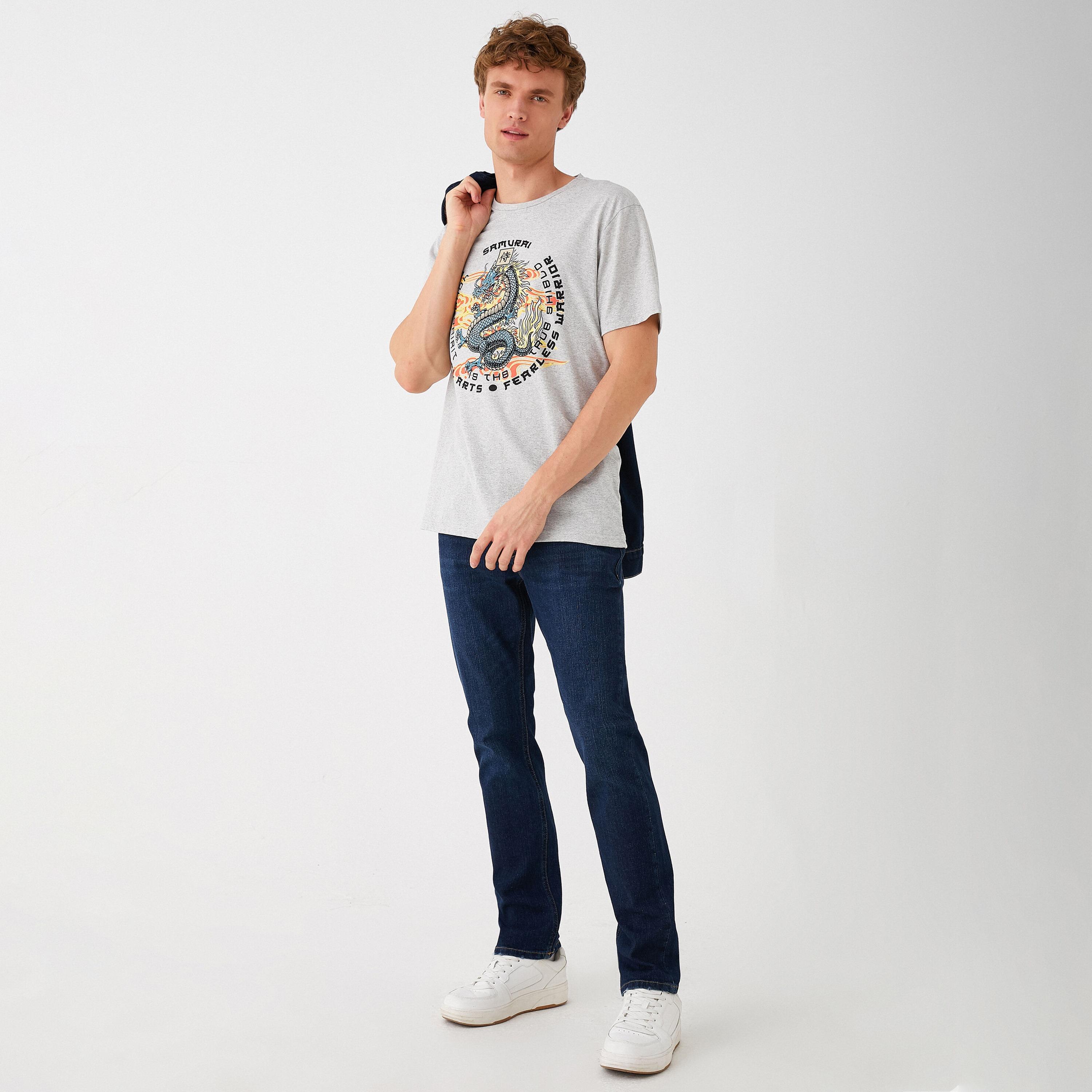 بنطلون جينز رجالي خصر متوسط قصة مستقيمة "ستريت فت" سادة من كوتون-men-clothing-bottoms-jeans-image-2