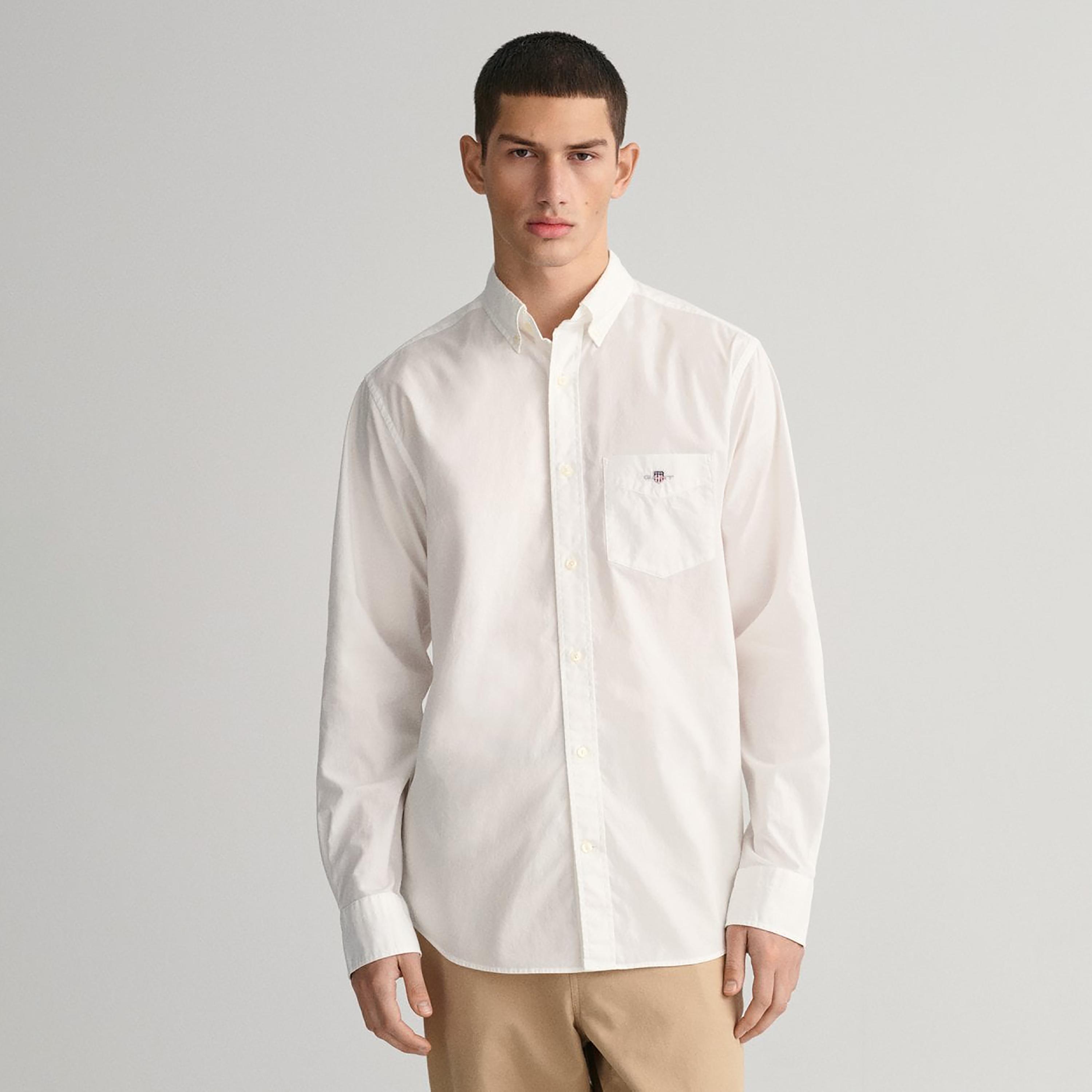 Gant Plain Regular Fit Long Sleeves Poplin Button-Down Collar Men's Shirt-men-clothing-shirts-image-1